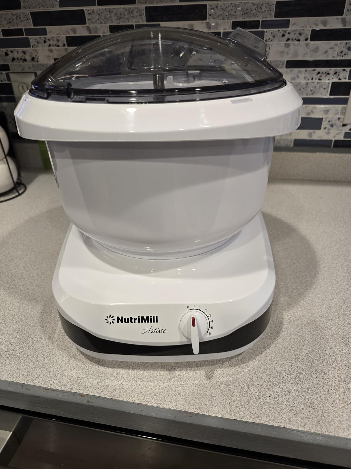 NutriMill Artiste Kitchen Electric Stand Mixer 500 Watt 6.5 Quart Bowl with Dough Hook & Wire Whips (Black Trim) customer photo 1