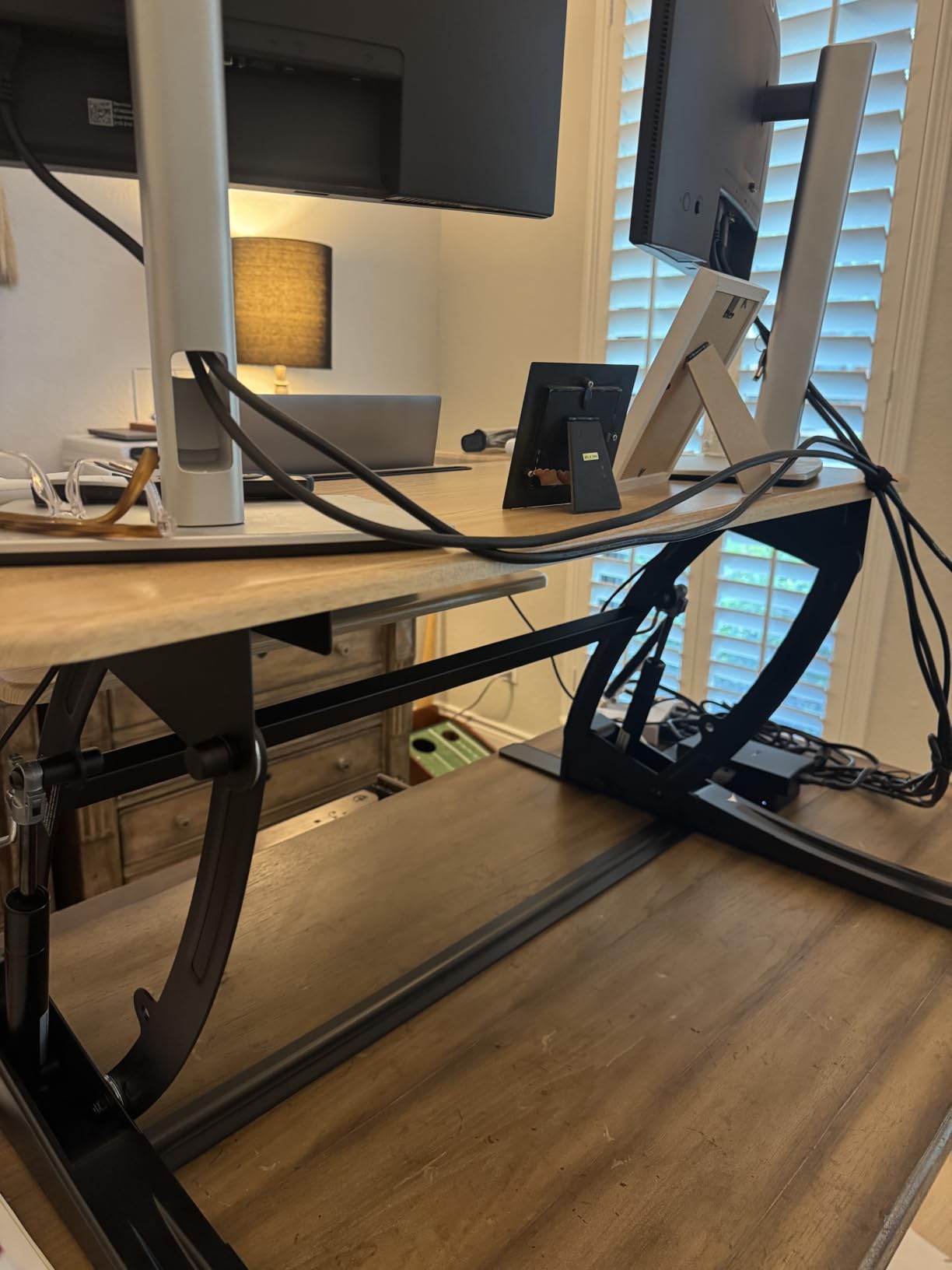 VIVO 36 inch Height Adjustable Stand Up Desk Converter, V Series, Quick Sit to Stand Tabletop Dual Monitor Riser Workstation, Black, DESK-V000V customer photo 1