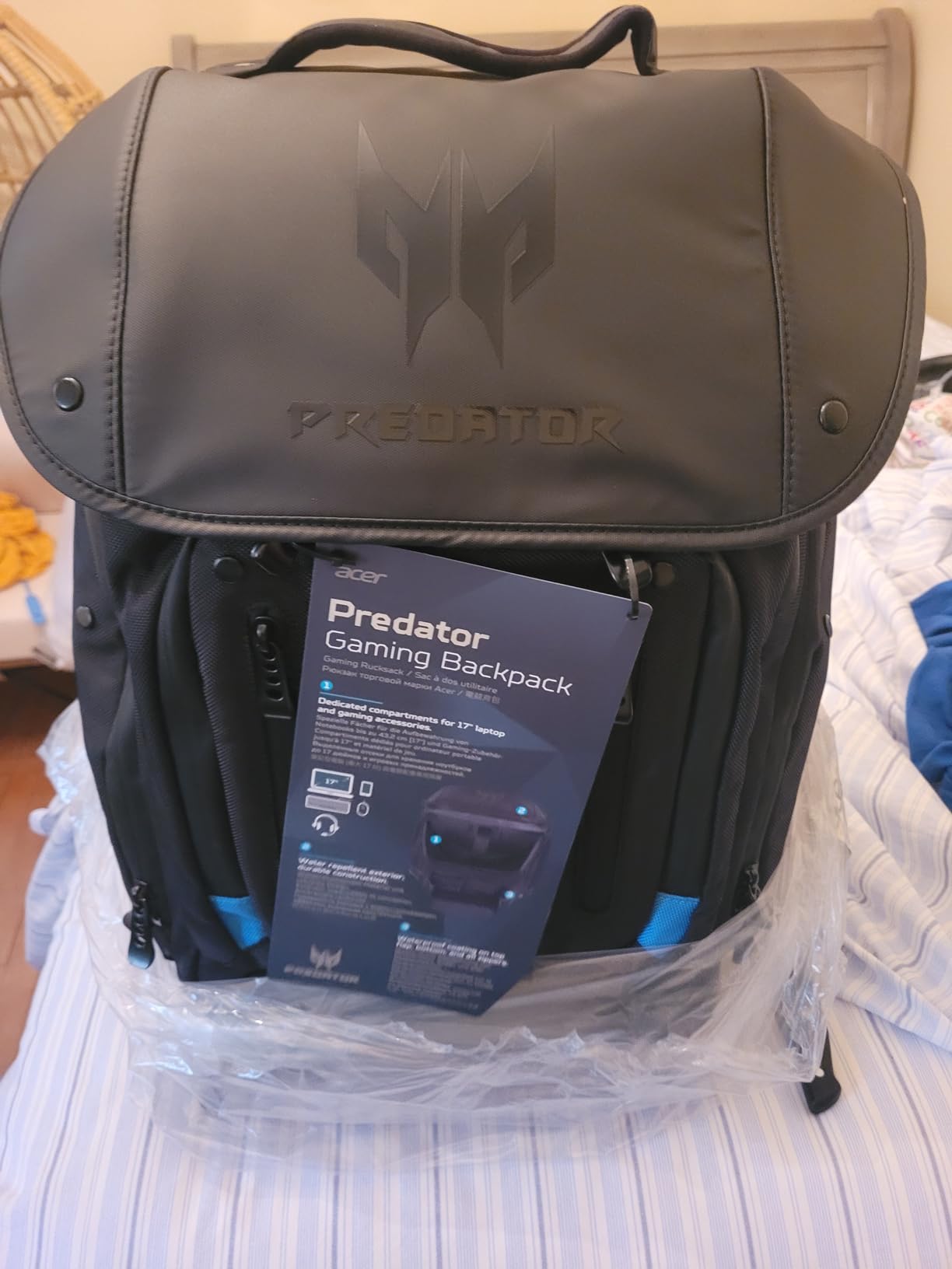 Acer PBG591 Predator Utility Gaming Backpack, Water Resistant and Tear Proof Travel Backpack Fits Up to 17.3