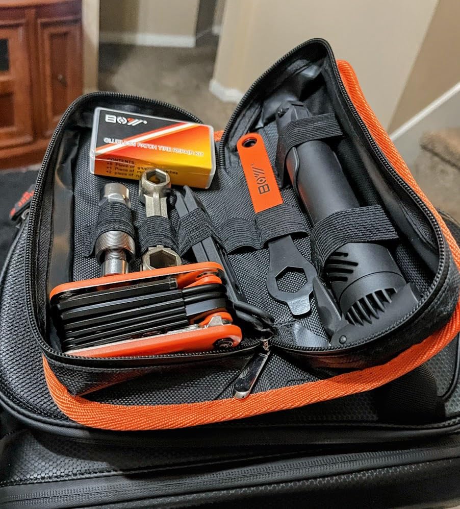 Bicycle Repair Bag With Tire Pump, Portable Tool Kit for Camping Travel - Bike Glueless Patches, Maintenance Essentials All in One Safety Kit customer photo 1