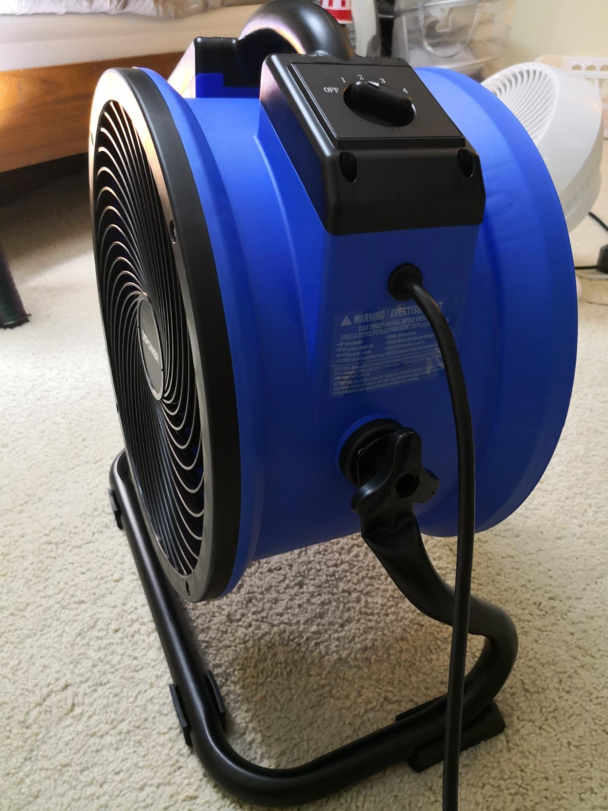 XPOWER FC-300 Heavy Duty Industrial High Velocity Whole Room Air Mover Air Circulator Utility Shop Floor Fan, Variable Speed, Timer, 14 inch, 2100 CFM, Black, Blue customer photo 2