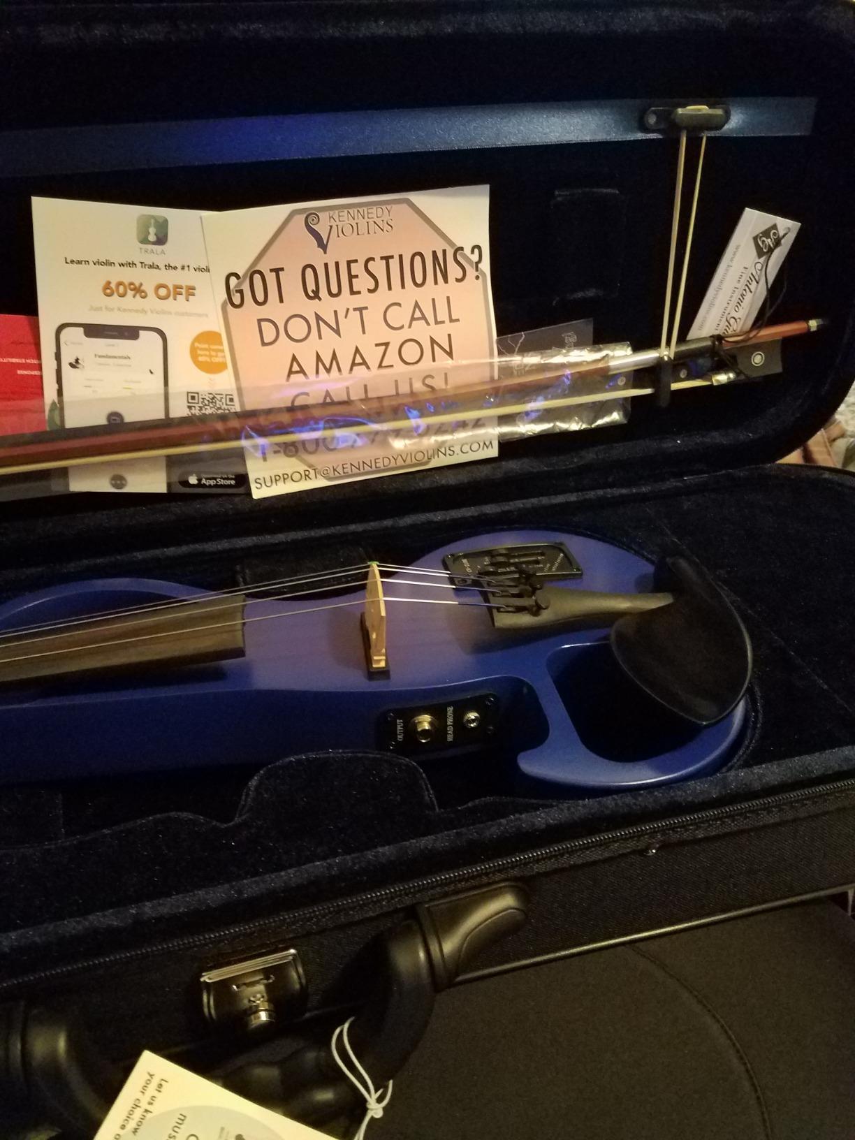 Electric Violin Bunnel Edge Outfit 4/4 Full Size (BLACK) - With Carrying Case and Accessories - Headphone Jack - Piezo Ceramic Pick-up - from Kennedy Violins customer photo 2
