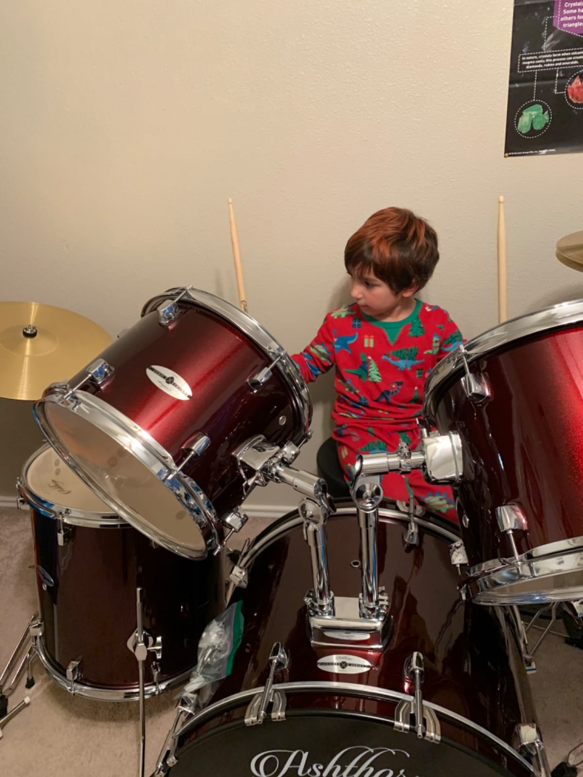 Ashthorpe 5-Piece Complete Full Size Adult Drum Set with Remo Batter Heads - Black customer photo 2