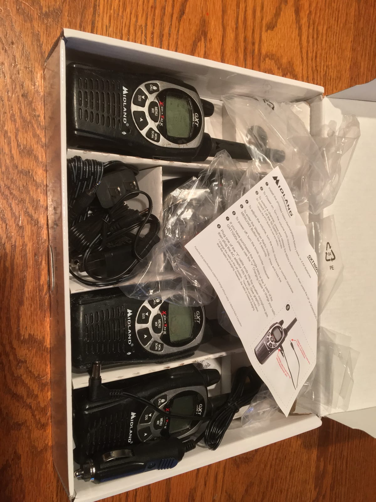 Midland GXT1000X3VP4 GMRS Two-Way Radio (50-Channel, Long Range, 142 Privacy Codes, SOS, NOAA, Rechargeable Nickle Battery, Black/Silver, 3-Pack) customer photo 1