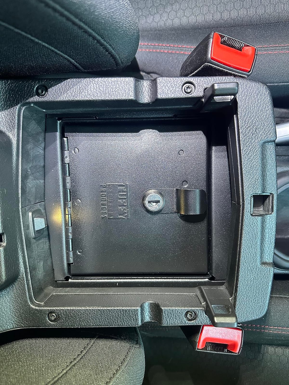 Tuffy Security Products Console Safe 348-01 Jeep 2020-2027 Gladiator | Pry-Guard locking system, 10-tumbler double-bitted lock, no-drill install using factory mounting points, Black finish customer photo 1