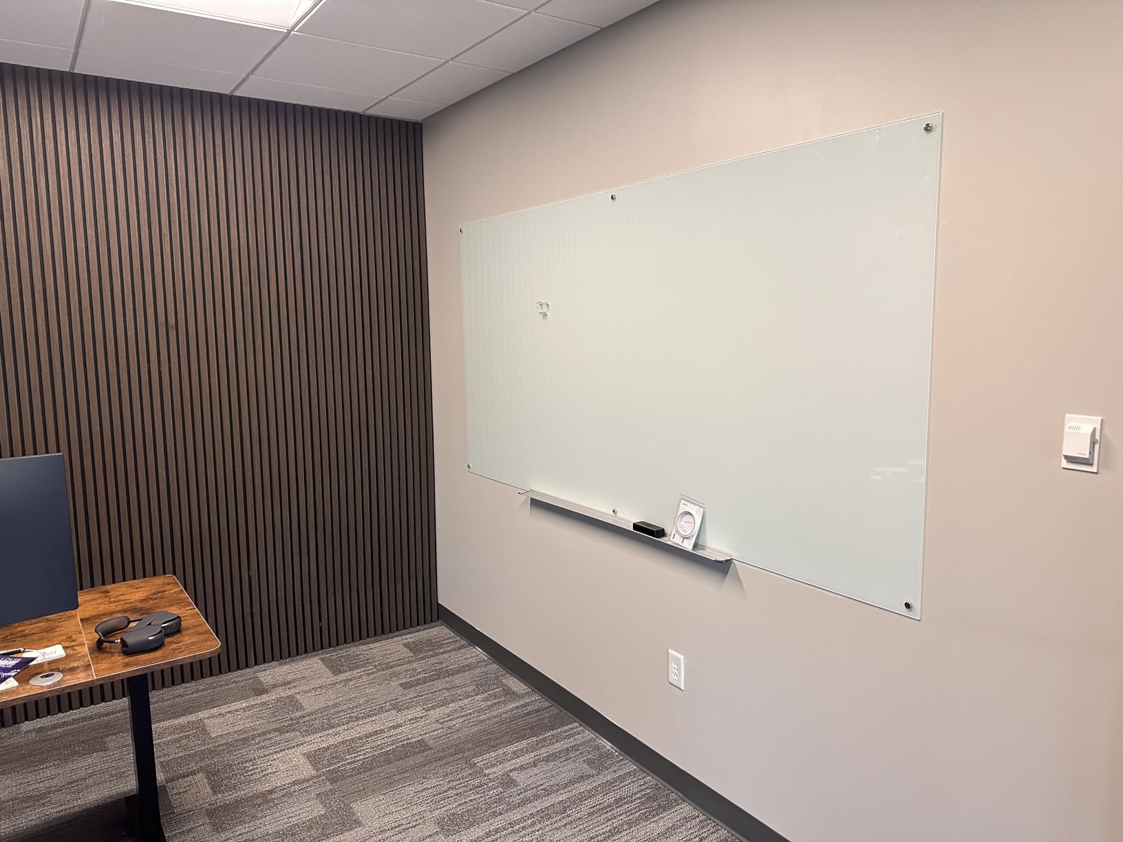 Amazon Basics Glass Dry-Erase Board, Magnetic Frameless Whiteboard, Easy to Install, 72