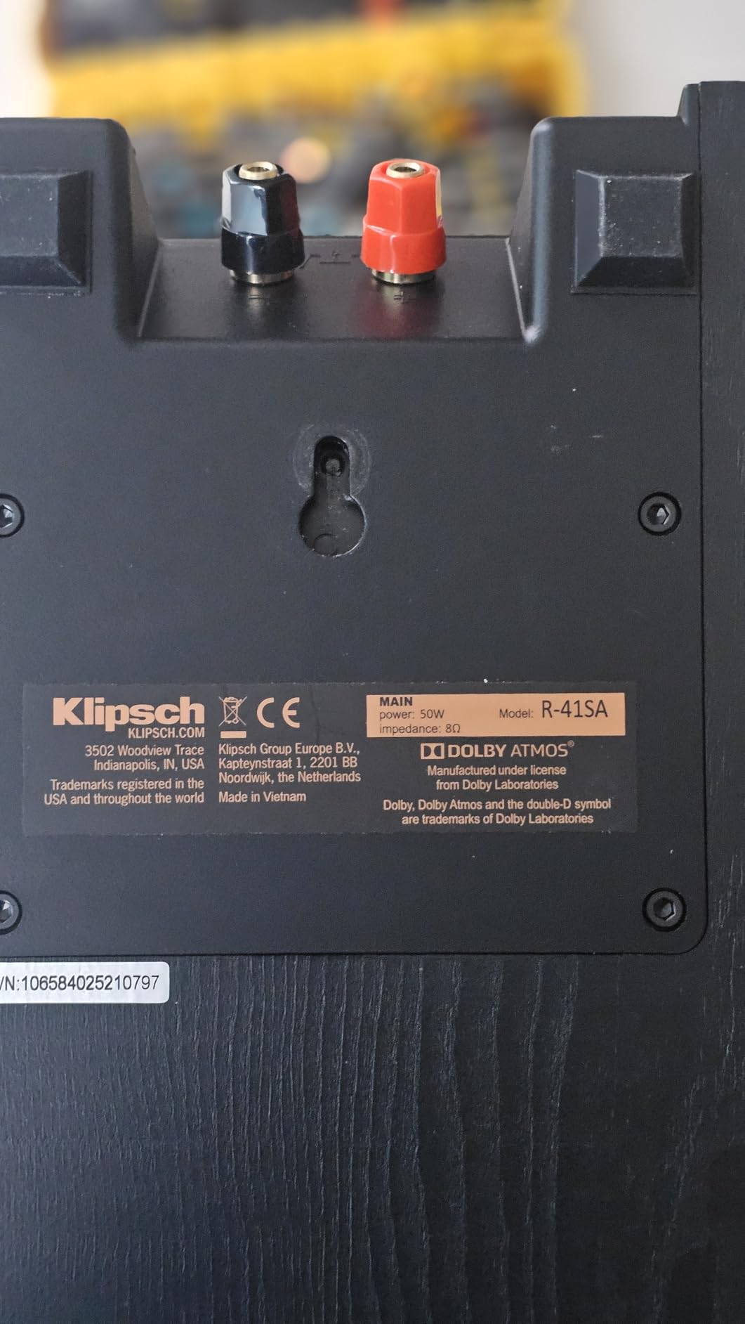 Klipsch R-41SA Powerful Detailed Home Speaker Set of 2 Black | Use on compatible tower or bookshelf speakers for reflected height effects, or wall-mount as elevation or surround speakers. customer photo 2