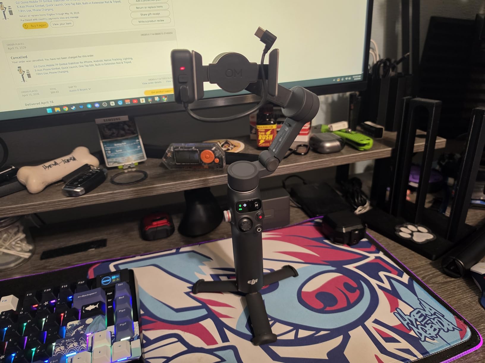 DJI Osmo Mobile 7P Gimbal Stabilizer for iPhone & Android, Native Tracking, Lighting, 3-Axis Phone Gimbal, Quick Launch, One-Tap Edit, Built-in Extension Rod & Tripod, 10hrs Use, Phone Charging customer photo 1