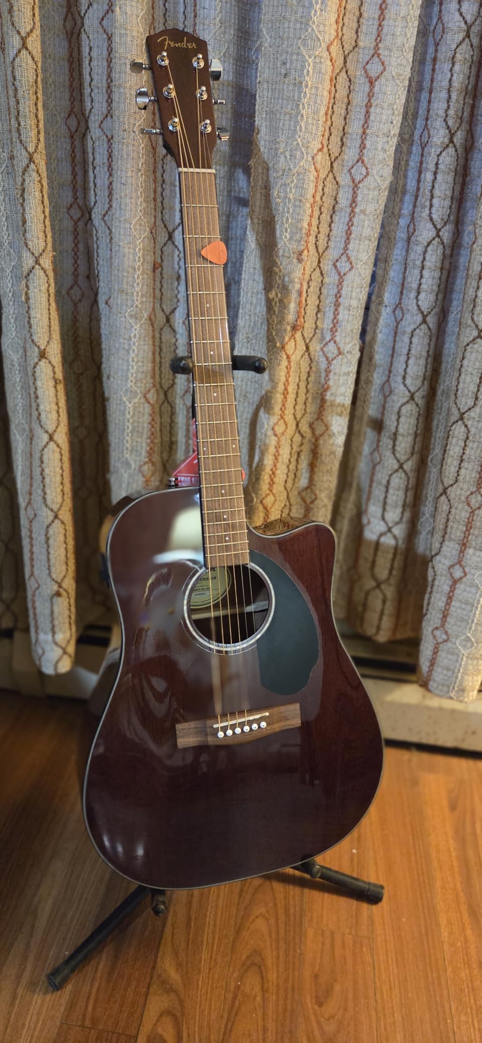 Fender CD-60SCE All-Mahogany Dreadnought Cutaway Acoustic Electric Guitar, with 2-Year Warranty, Fishman Pickup and Preamp System, Natural customer photo 2
