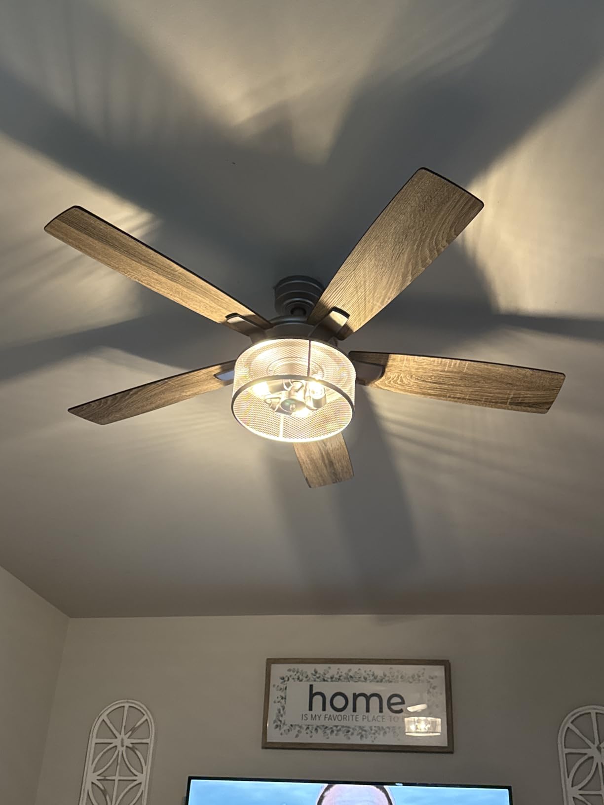 Honeywell Ceiling Fans Carnegie, 52 Inch Industrial LED Ceiling Fan with Light and Remote Control, Dual Mounting Options, Dual Finish Blades, Reversible Motor - 50614-01 - (Matte Black) customer photo 2
