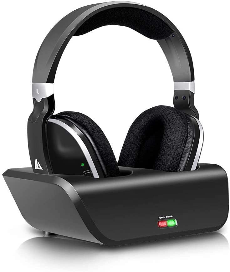 MONODEAL Wireless TV Headphones, Over Ear Headsets for TV Watching | 2.4GHz RF Transmitter, 100ft Wireless Range and Rechargeable 20 Hour Battery, Black customer photo 1