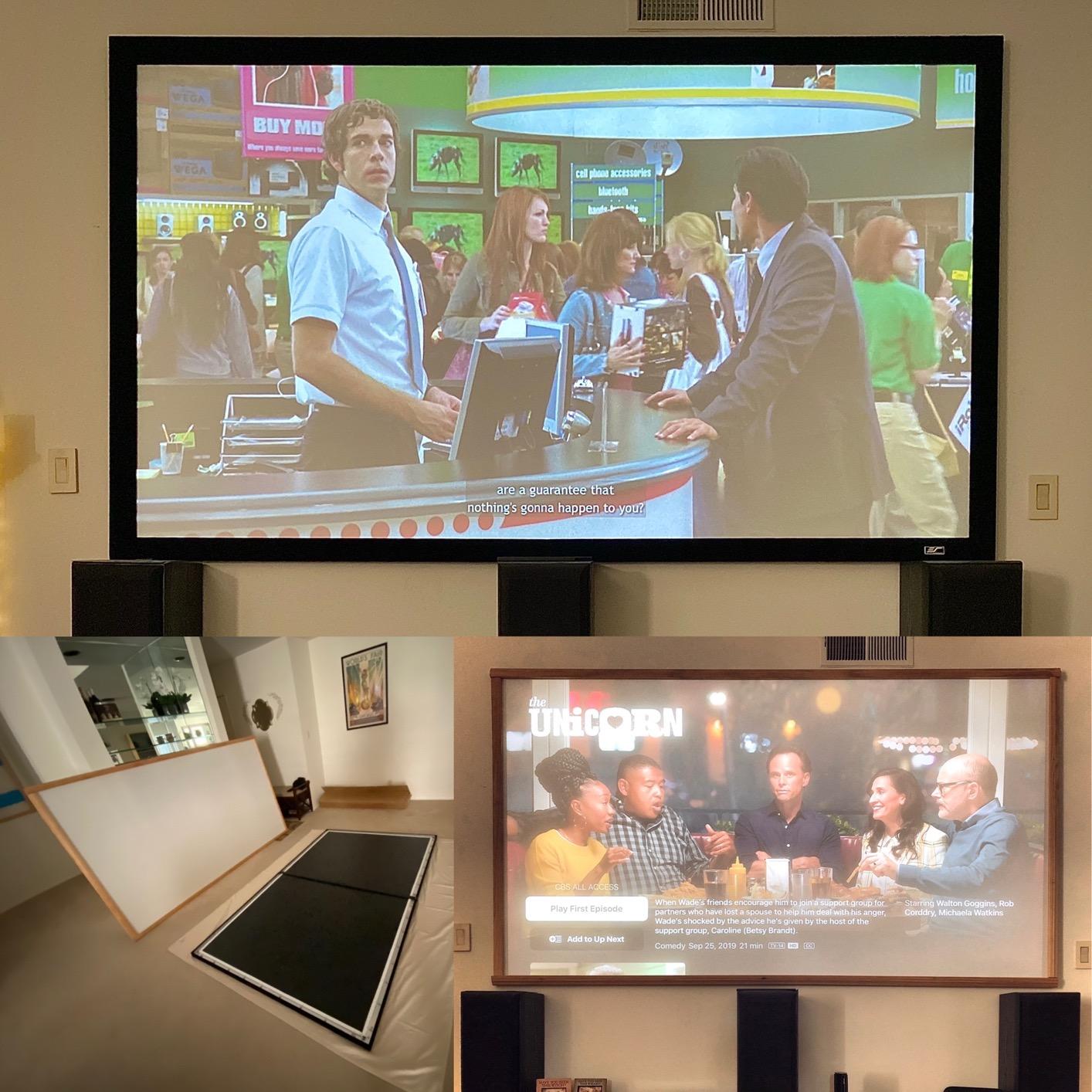 Akia Screens Fixed Frame Projector Screen 135-Inch, 16:9, Wall Mount, CINEWHITE UHD-B, 4K/8K Ready, Indoor Home Theater, AK-FF135WH2 customer photo 2
