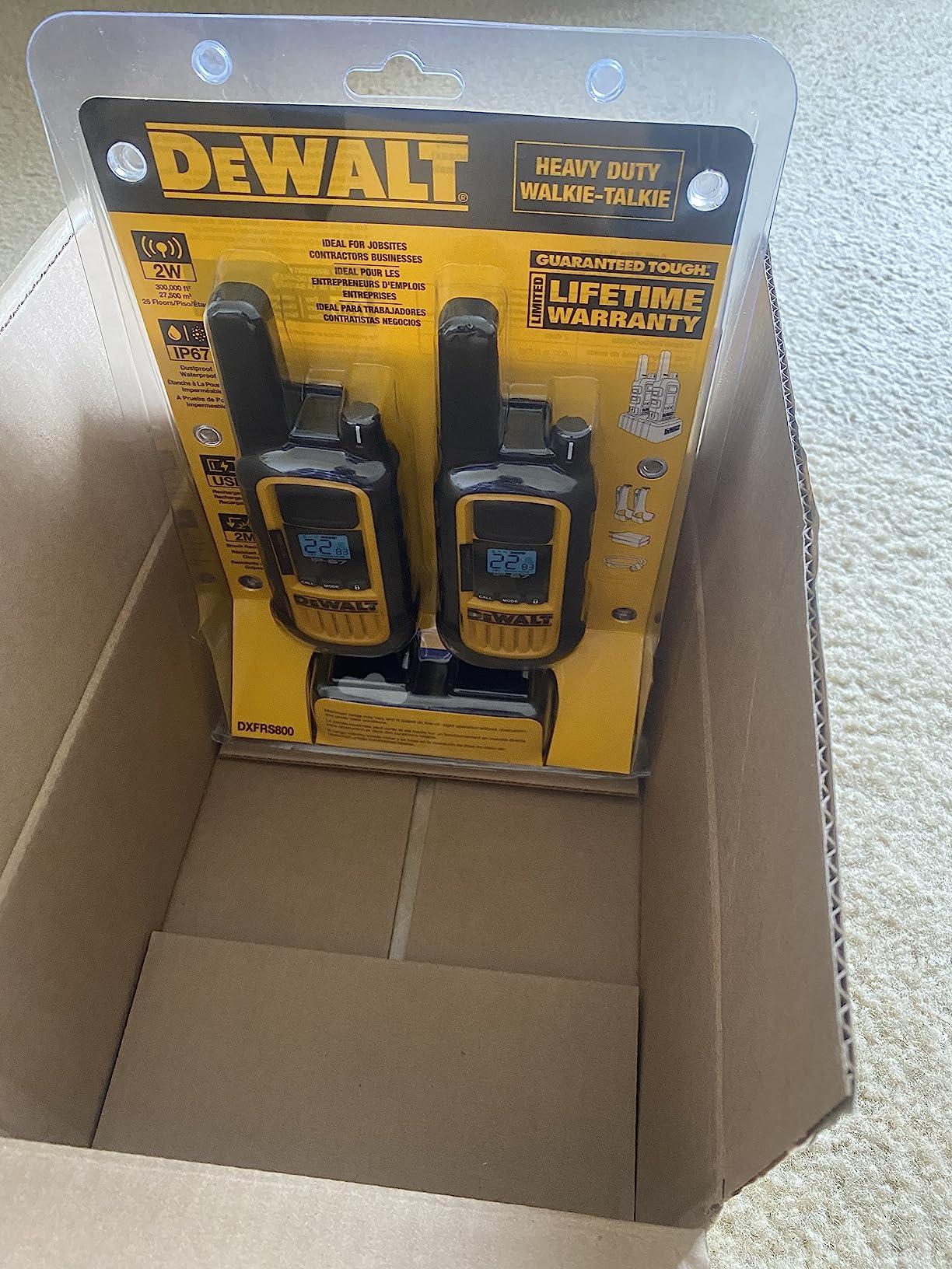 DEWALT DXFRS800 FRS Walkie Talkies, Long Range 2 Way Radio, 2W, IP67 Waterproof, Rechargeable, 2 Pack customer photo 1