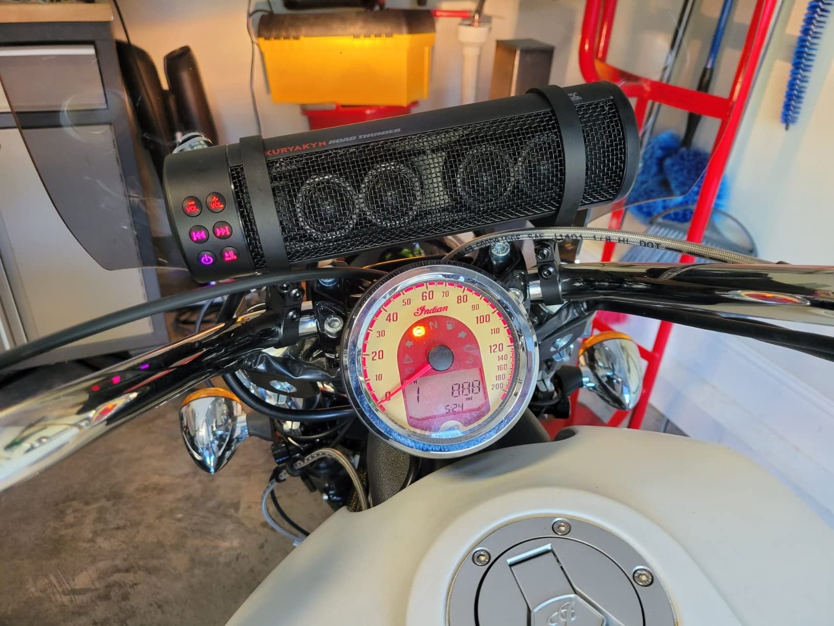 Kuryakyn 2720 MTX Road Thunder Weather Resistant Motorcycle Sound Bar Plus: 300 Watt Handlebar Mounted Audio Speakers with Bluetooth, USB Power Charger, Satin Black customer photo 2