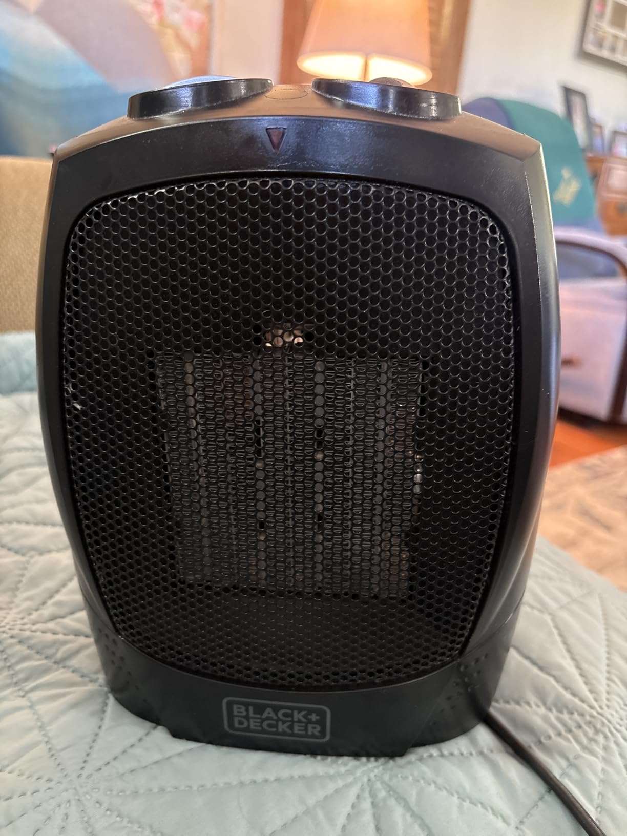 BLACK+DECKER Personal Ceramic Heater, 1500 Watts, BHDC201, Black | Space Heater for Office Desk, Home Office & Personal Use Desk, 2 Heat & Fan Only Settings, Adjustable Thermostat customer photo 2