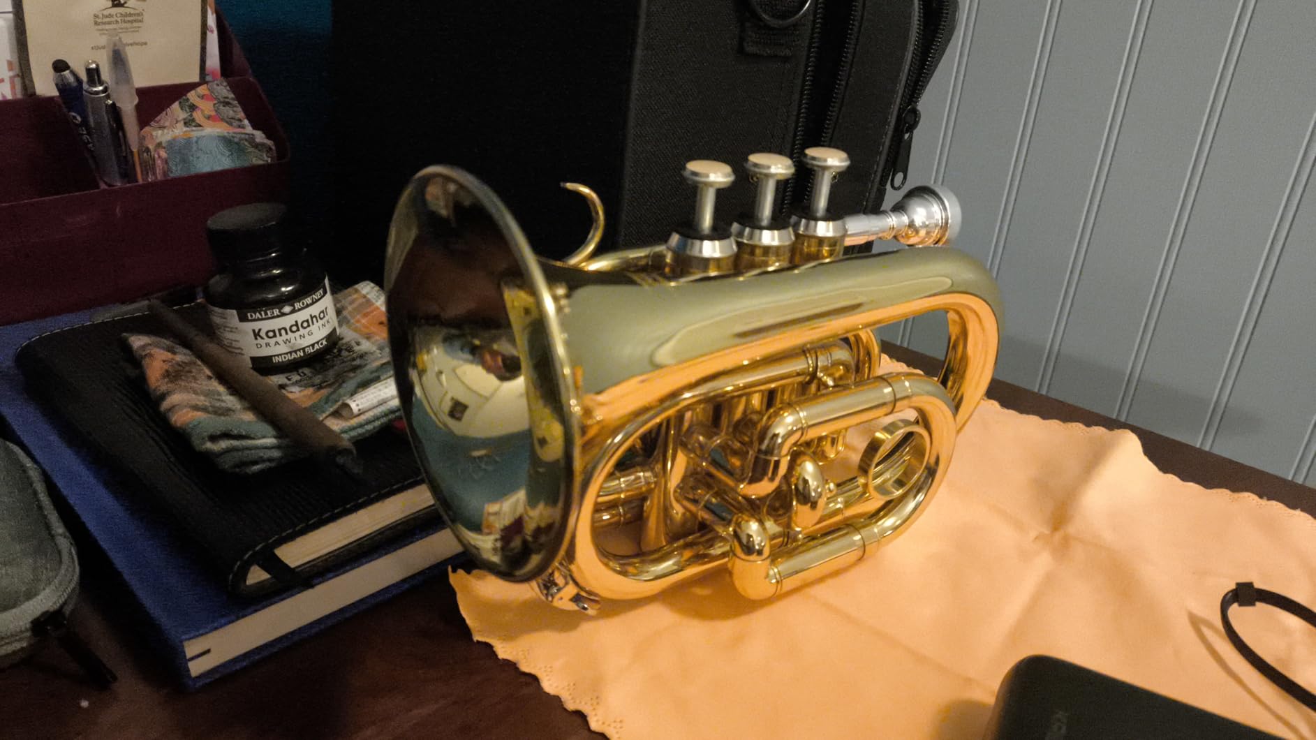 Eastar Bb Pocket Trumpet Brass, Golden, Case Full Kit, ETR-330 customer photo 1