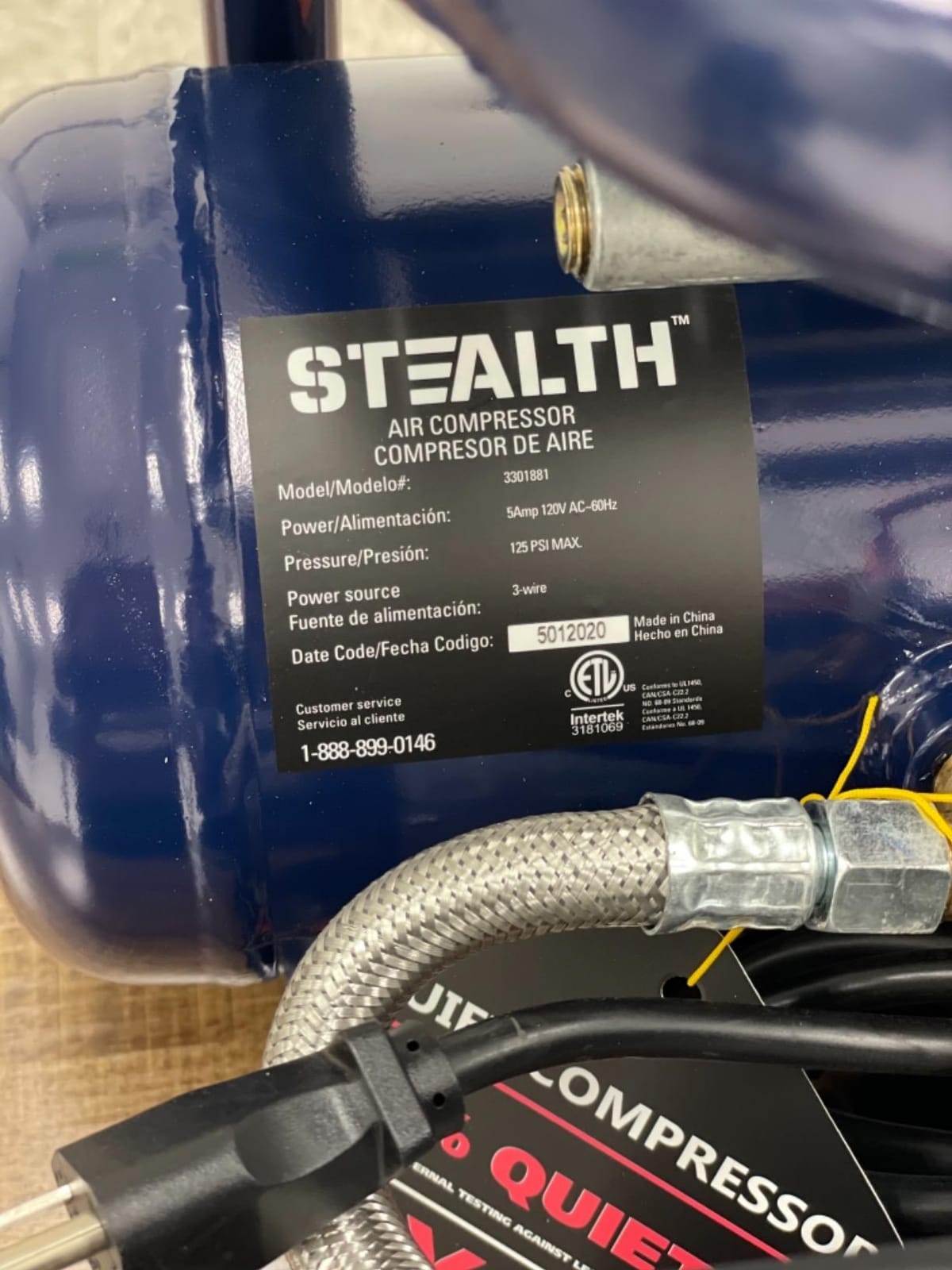 Stealth Air Compressor 2 Gallon, 3/4 HP Oil-Free Compressor, Less than 60dB Ultra Quiet Electric Air Compressor, Max 125 PSI Pressure for Tire Inflation, Nailing, Home DIY Project (SAQ-1234) customer photo 1
