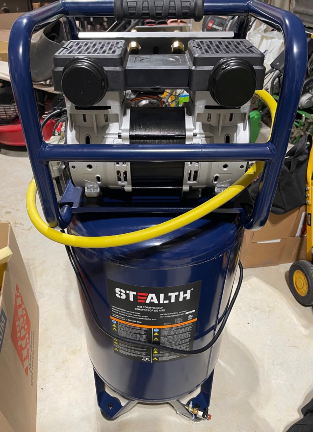 Stealth 20 Gallon Ultra Quiet Air Compressor, 1.8 HP Oil-Free Peak 150 PSI 68 Decibel, 5.5 CFM @ 40 PSI 5 CFM @ 90 PSI Silent Long Life Electric Air Compressor W/Wheel for Garage customer photo 2