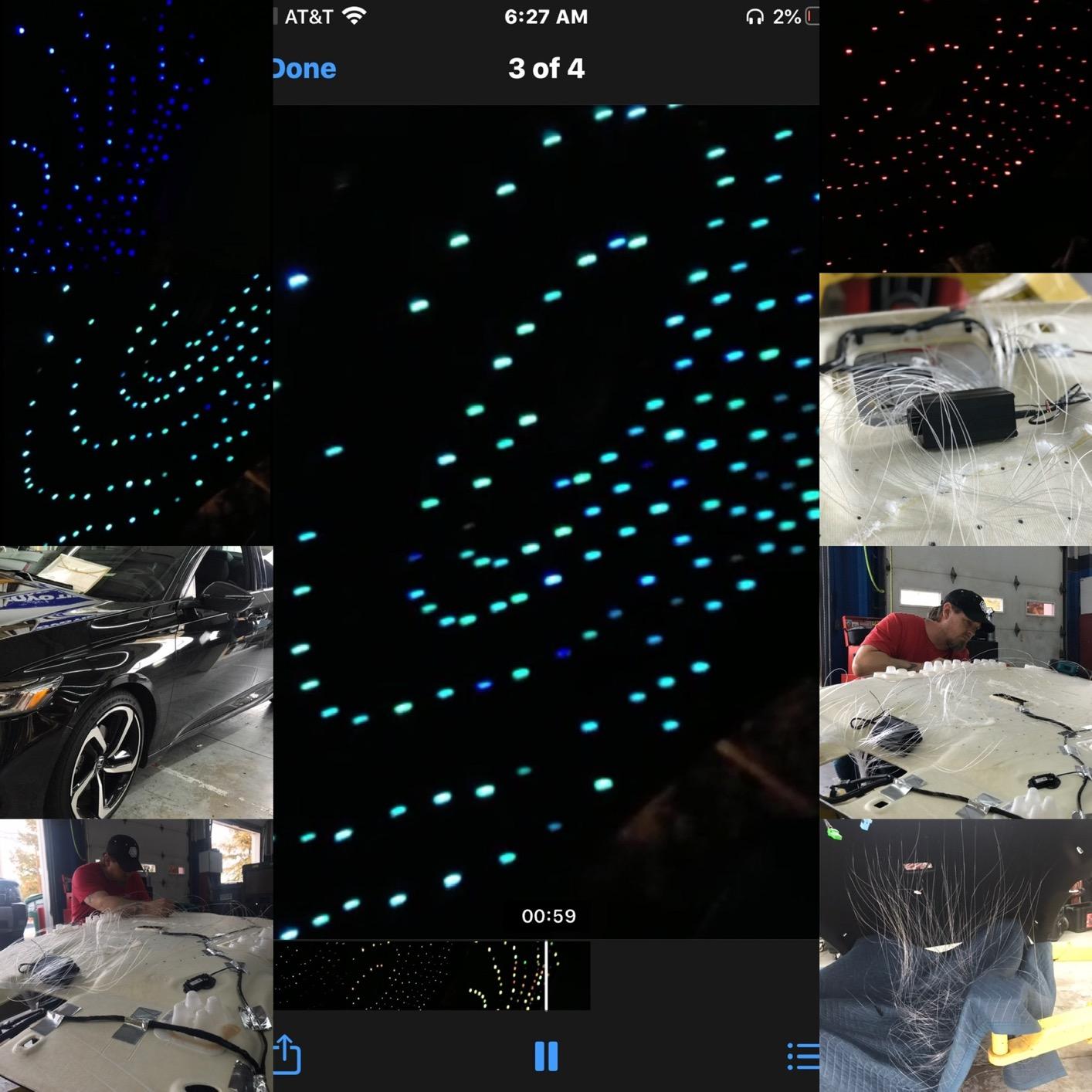 AZIMOM Car Use 6W RGBW 200pcs 0.03in 6.5ft Fiber Optic Lights Starlight Ceiling Light Kit End Glow Optic Cable Music Mode APP Remote Sensory Lighting Indoor Home Headliner Decoration customer photo 2