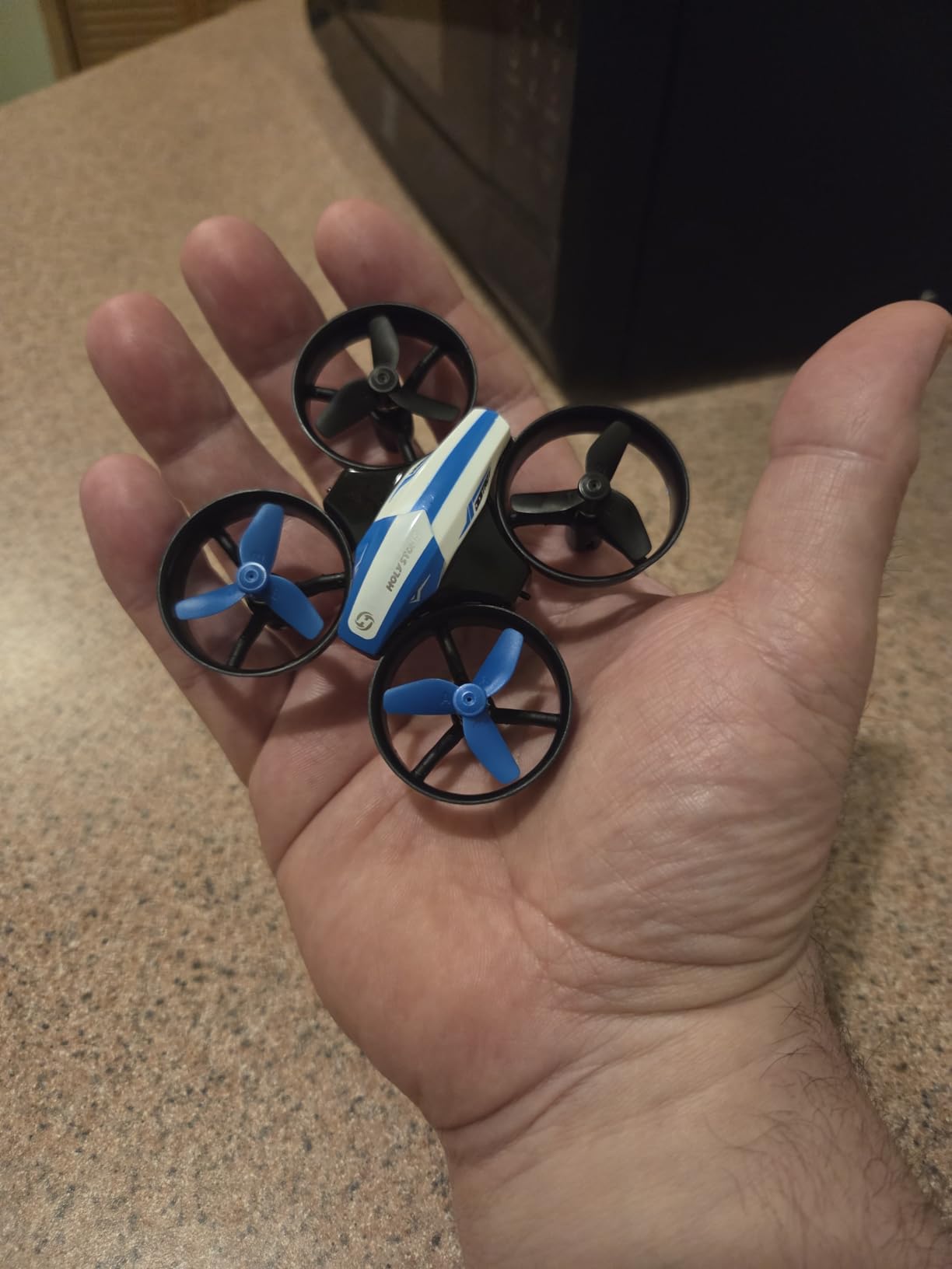 Mini Drone for Kids and Beginners RC Nano Quadcopter Indoor Small Helicopter Plane with Auto Hovering, 3D Flips, Headless Mode and 3 Batteries, Great Gift Toy for Boys and Girls, HS210 Blue customer photo 1