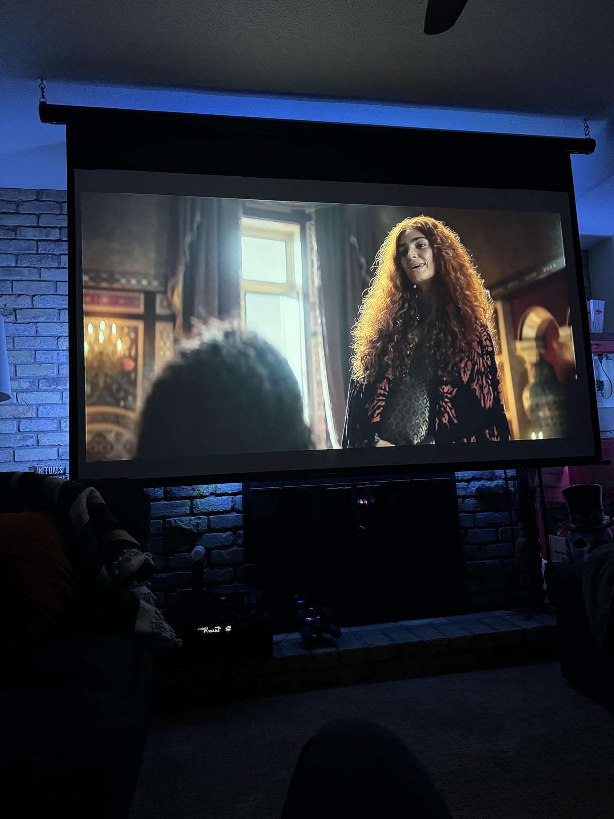 Motorized Projector Screen with Remote Control, 100 inch 16:9 HD Diagonal customer photo 1