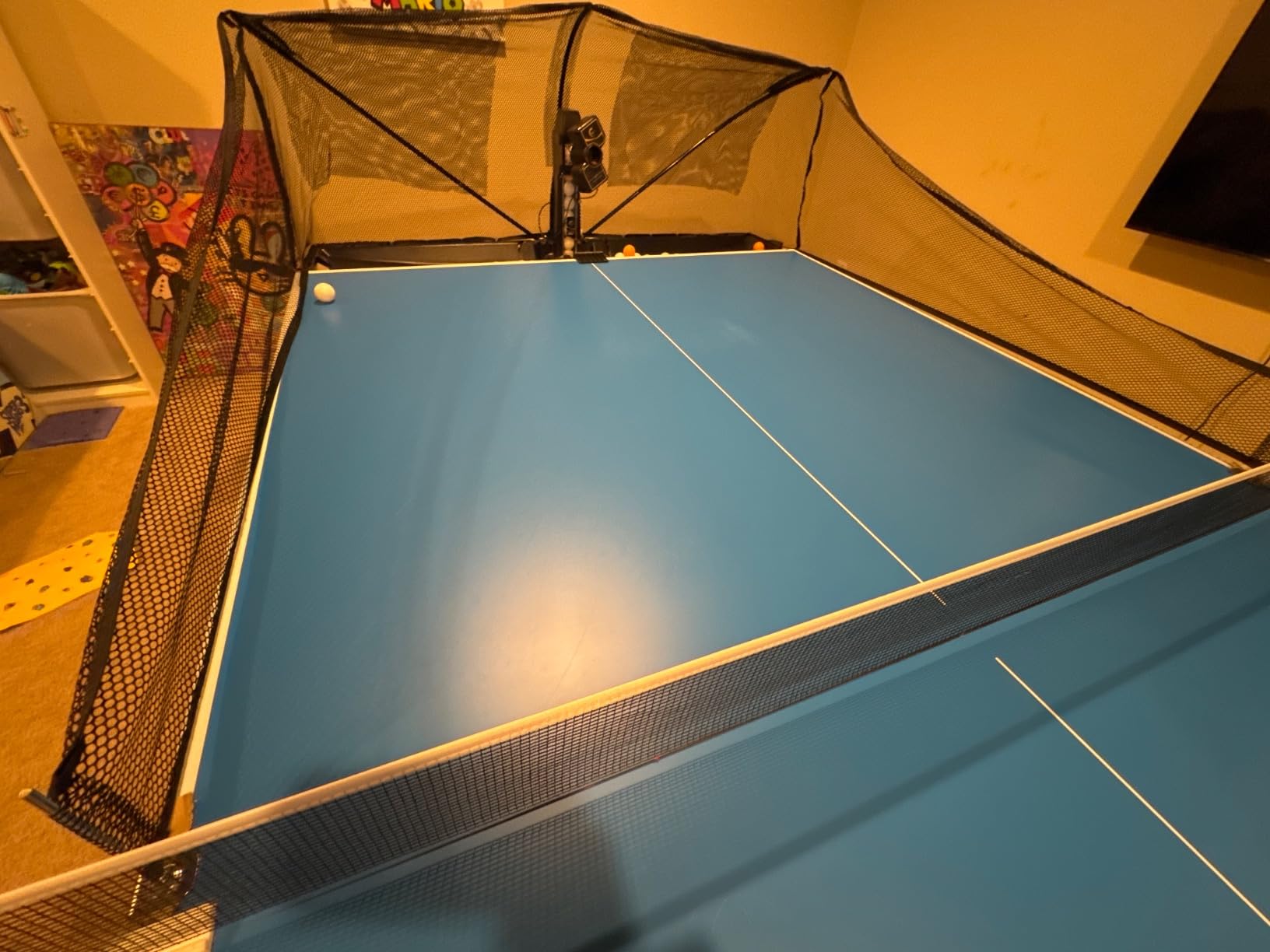 Suz S201 Table Tennis Robot with Machine Recycling net and 200 Balls | easy to assemble,Lots of options for spin, speed and oscillation,with machine recycling net, don't need to pick up balls customer photo 2