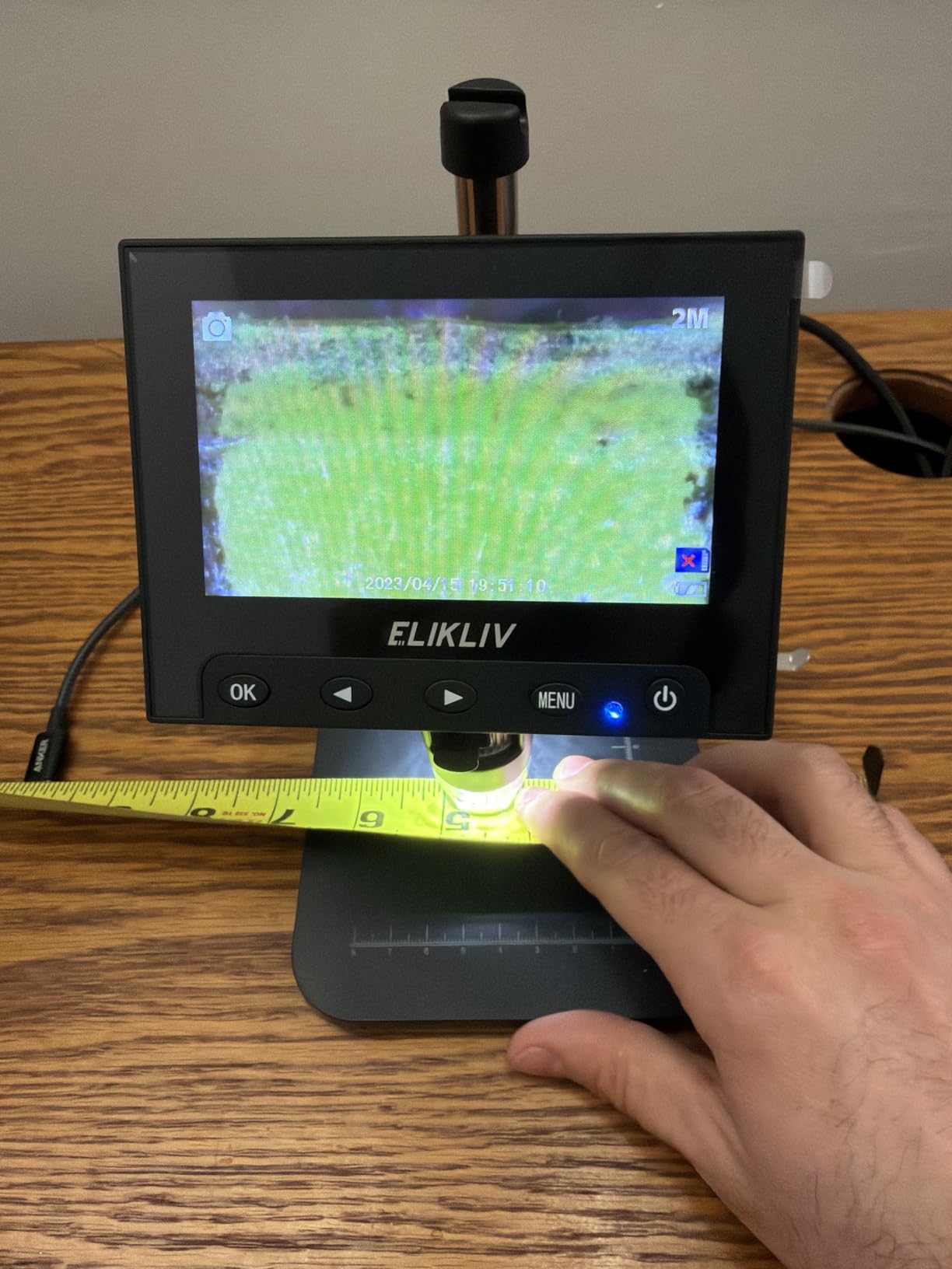 Elikliv Microscope, LCD Digital Coin Microscope 1000x, Coin Magnifier with 8 Adjustable LED Lights, PC View Compatible with Windows/MacBook, EDM4, 4.3-Inch customer photo 1