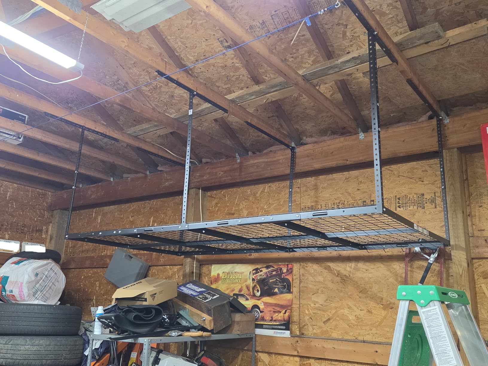 FLEXIMOUNTS 4x8 Overhead Garage Ceiling Storage Rack Adjustable, Hammertone | 750lbs Weight Capacity, 22