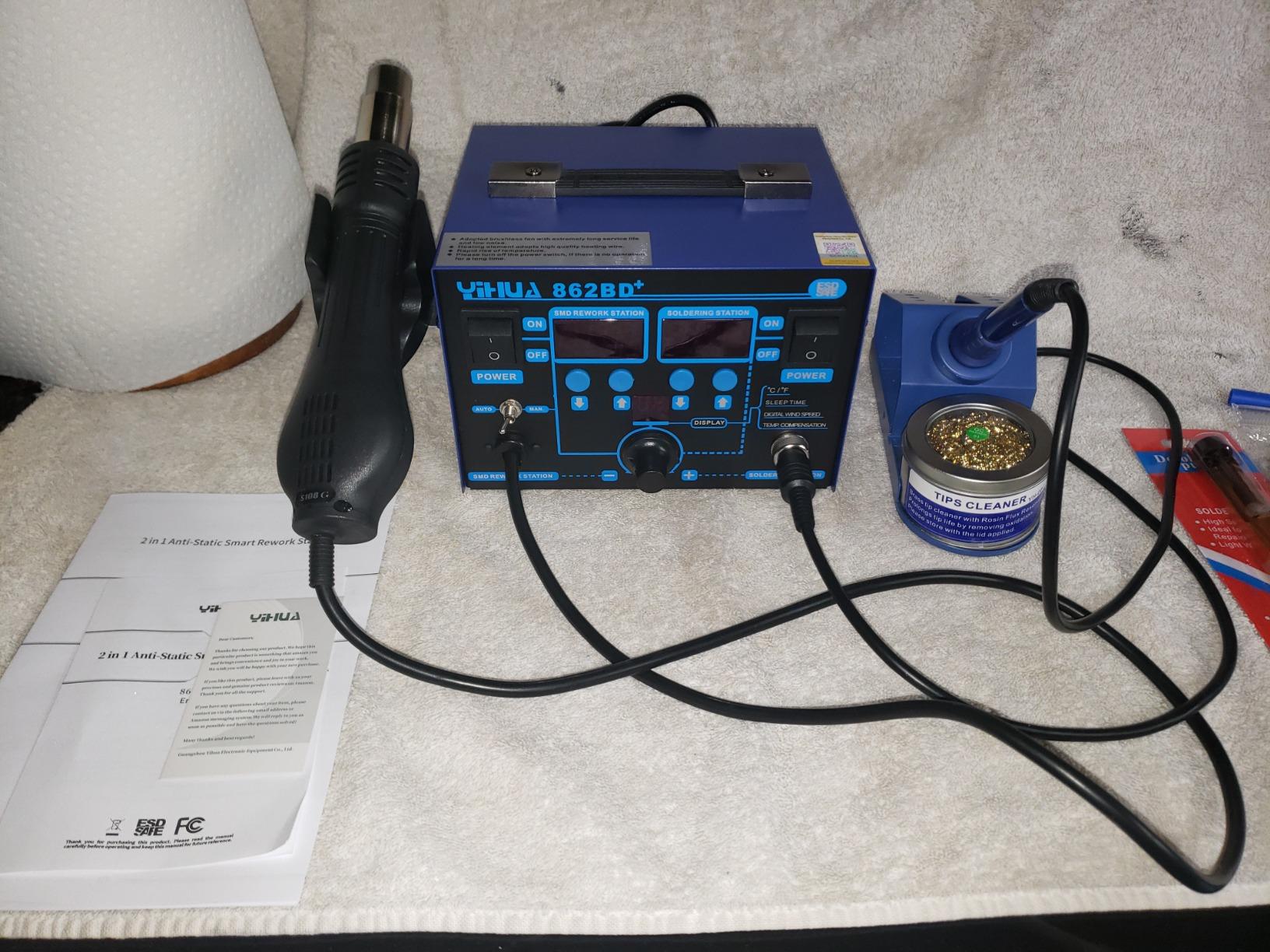 YIHUA 862BD+ SMD ESD Safe 2 in 1 Soldering Iron Hot Air Rework Station °F /°C with Multiple Functions customer photo 2
