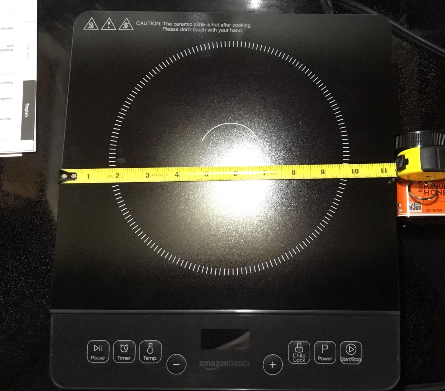 Amazon Basics 1800W Portable Electric Induction Cooktop, Burner and Child Lock, Overheat Protection, Timer, 8 Power Settings, Temperature Control Up to 440°F, for Cookware Diameter 5.7