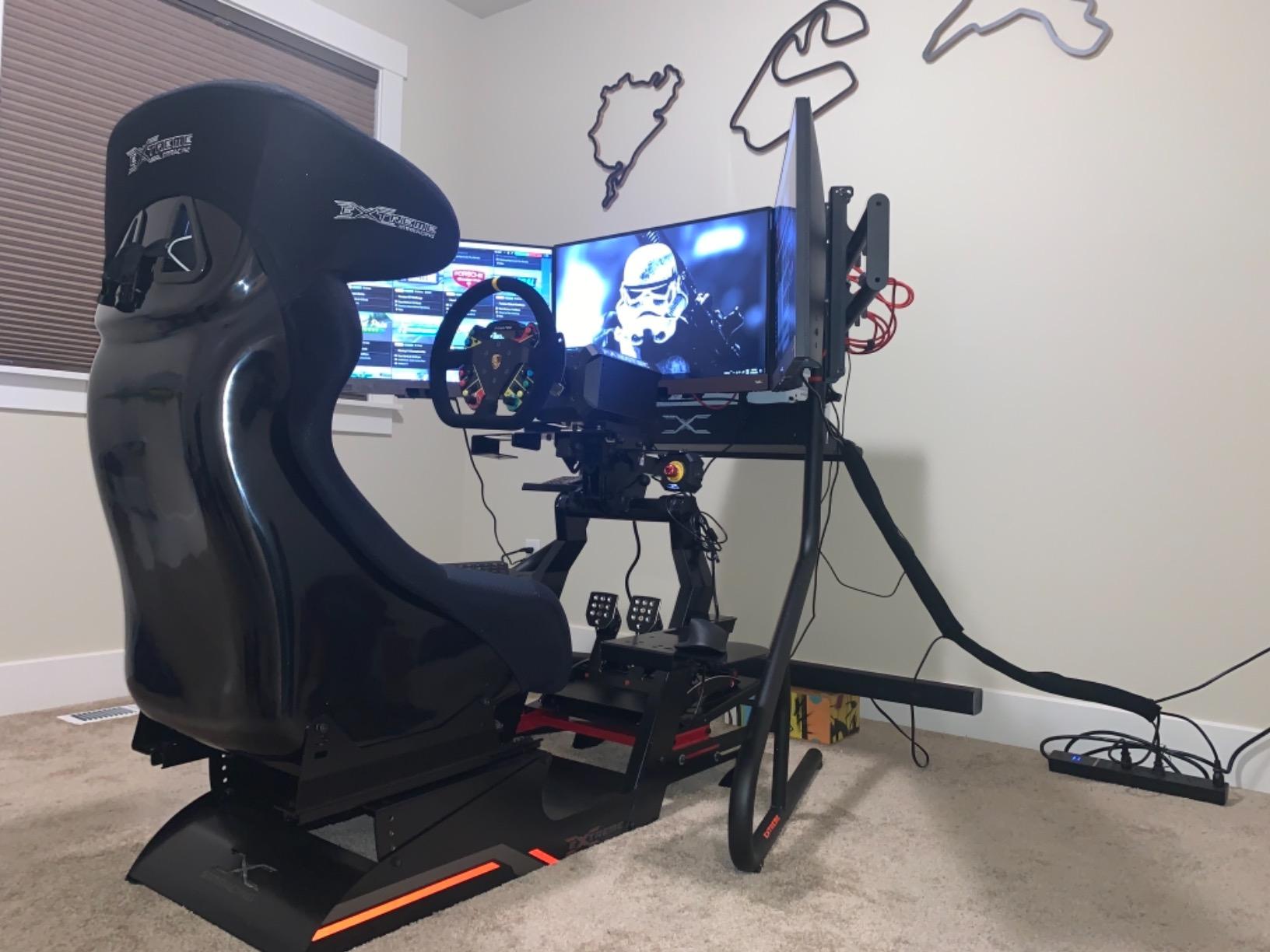Extreme Sim Racing Triple Screen Tv Stand Add-on Upgrade With Back Tray - Fits almost all Sim Racing Rigs in the Market - Suitable for TV sizes up to 3 x 37