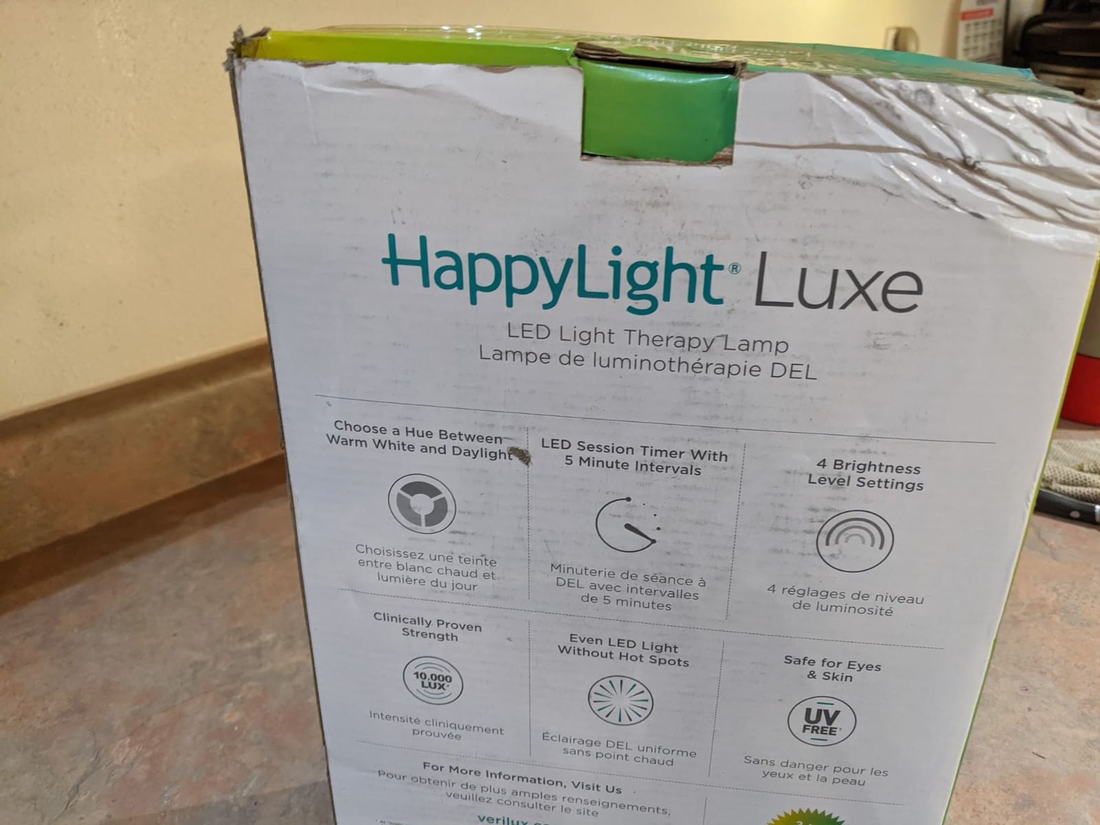 Verilux HappyLight Luxe - Light Therapy Lamp with 10,000 Lux, UV-Free, LED Bright White Light with Adjustable Brightness, Color, Countdown Timer, & Stand - Boost Mood, Sleep, Focus (White) customer photo 1