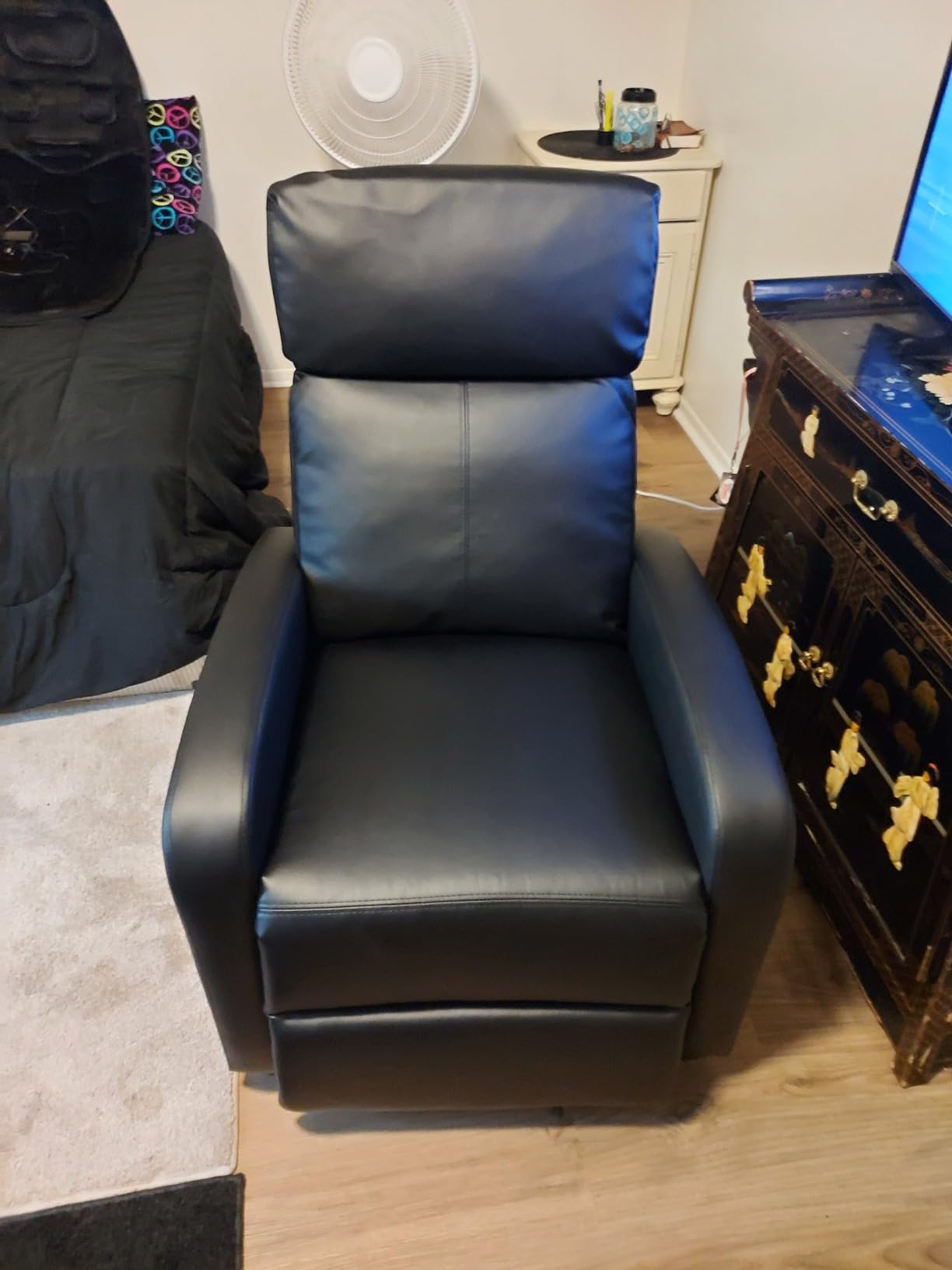 Tuoze Recliner Chair for Adults, Black PU Leather Modern Reclining Recliner | Adjustable Home Theater Seating with Lumbar Support for Living Room, Small Space customer photo 1