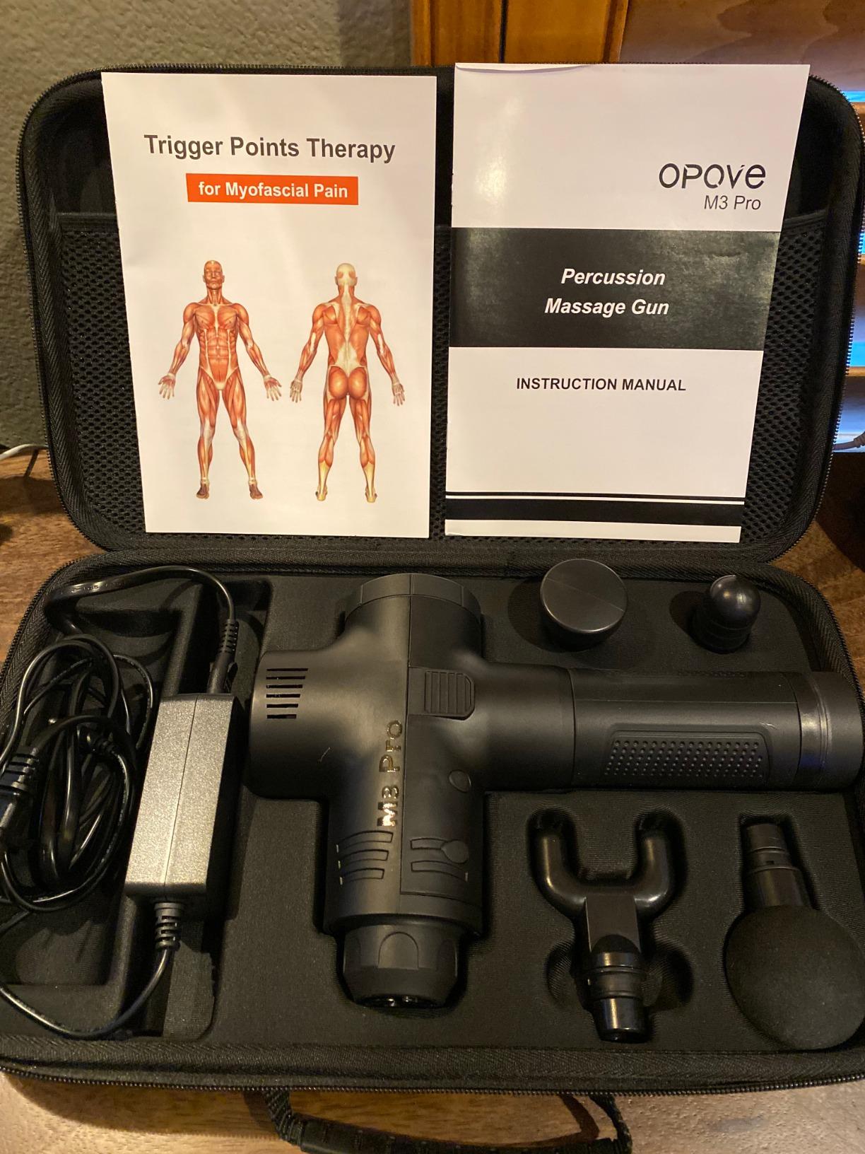 Opove M3 Pro 2 Massage Gun Deep Tissue Percussion Muscle Massager for Workout, Handheld Percussive Therapy Fascia Gun for Athletes Fast Recovery 4-8 Hours Long Battery Life, Powerful, Quiet, Black customer photo 1