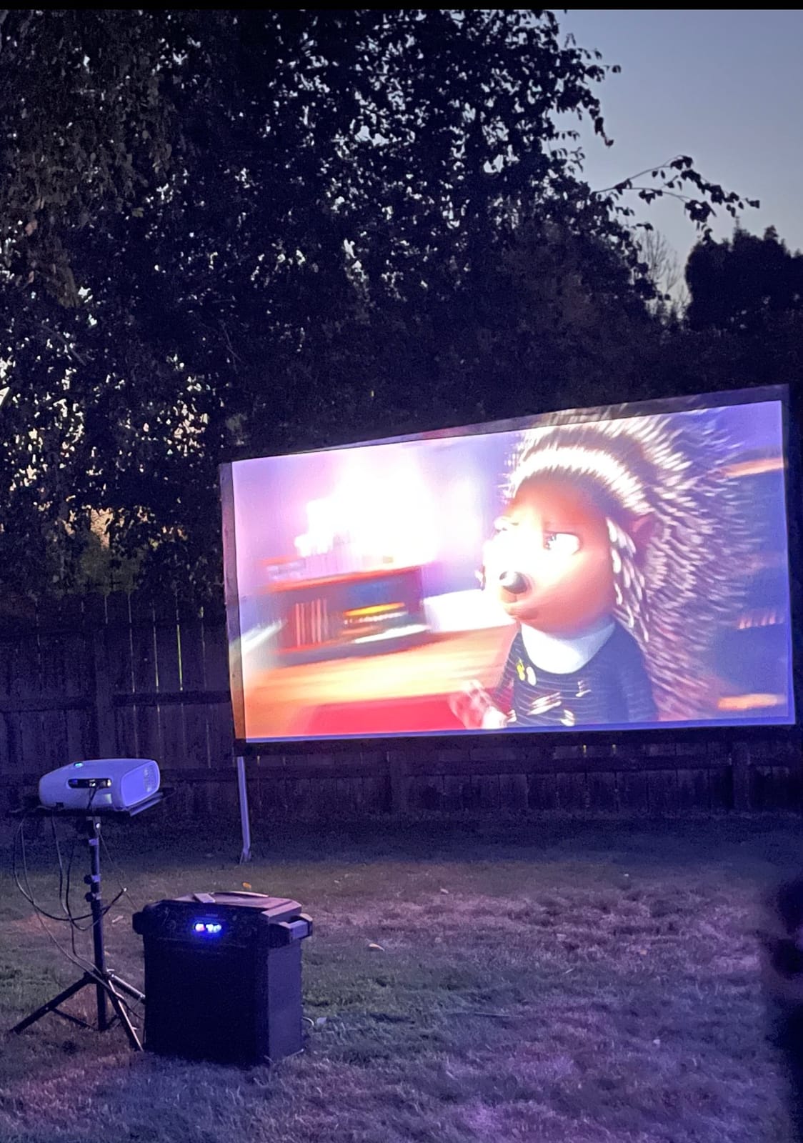 Projector Screen 120 inch, Outdoor Projector Screen with 3-Layers PVC | Polyester-Free Anti-Light 4K HD Screen, Sturdy Aluminum Frame, Easy Setup, Perfect for Poolside, Backyard, and Party Nights customer photo 1