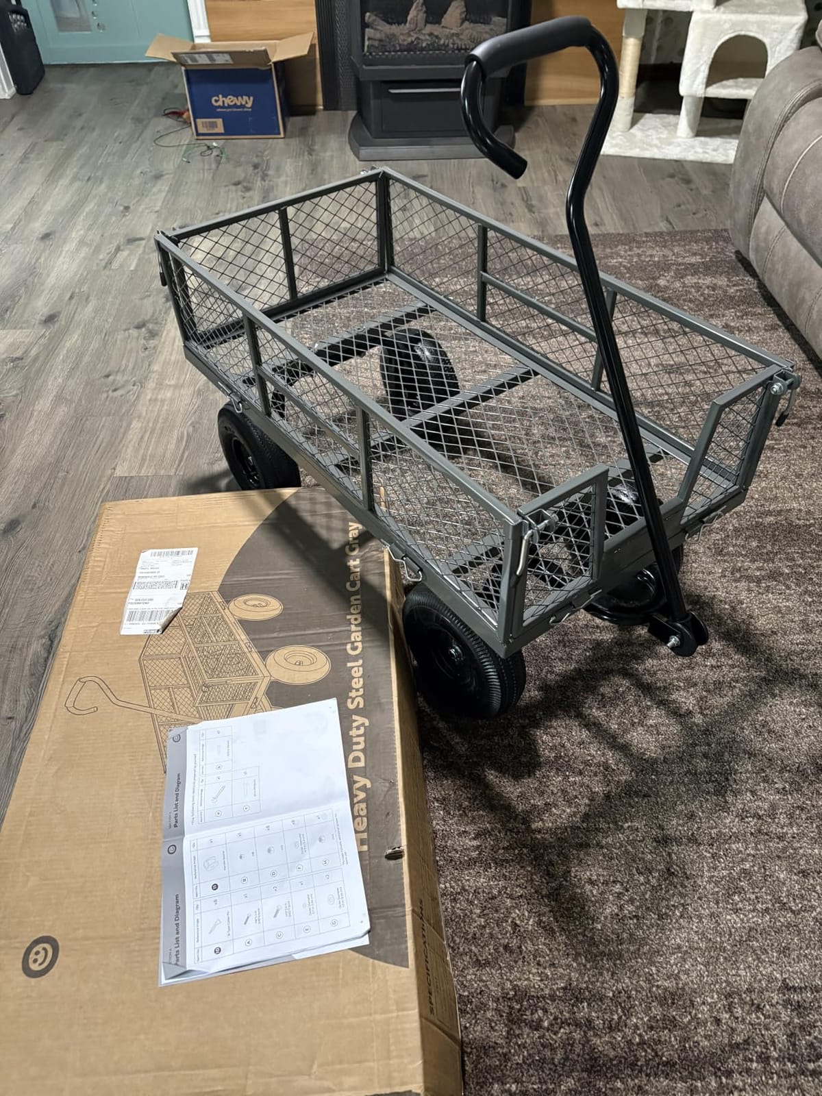 VIVOHOME Heavy Duty 880 Lbs 4.5 Cu Ft Mesh Steel Garden Cart Utility Wagon customer photo 2