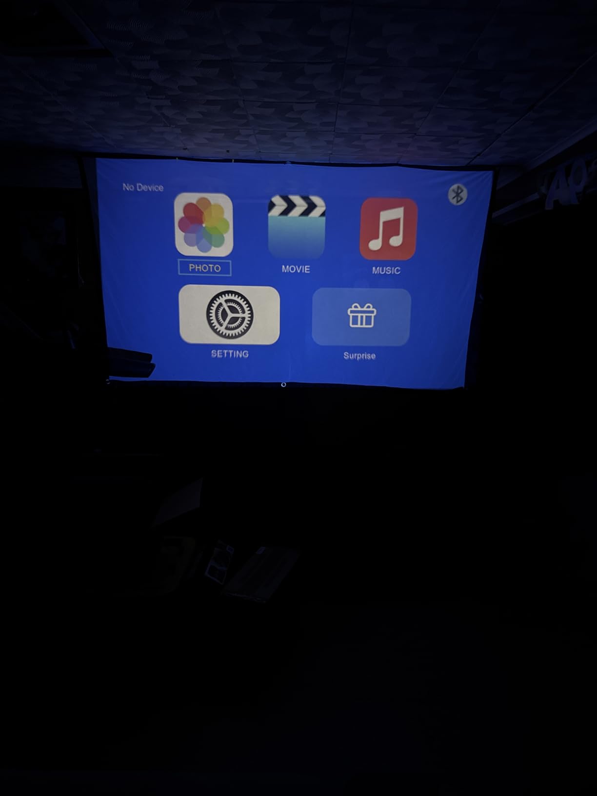 1080P Mini Projector with Screen, Portable Home Theater Movie Projector with Two-Way Bluetooth, HDMI/USB Input for Smartphone/TV Stick, Ideal for Indoor & Outdoor Use, White customer photo 1