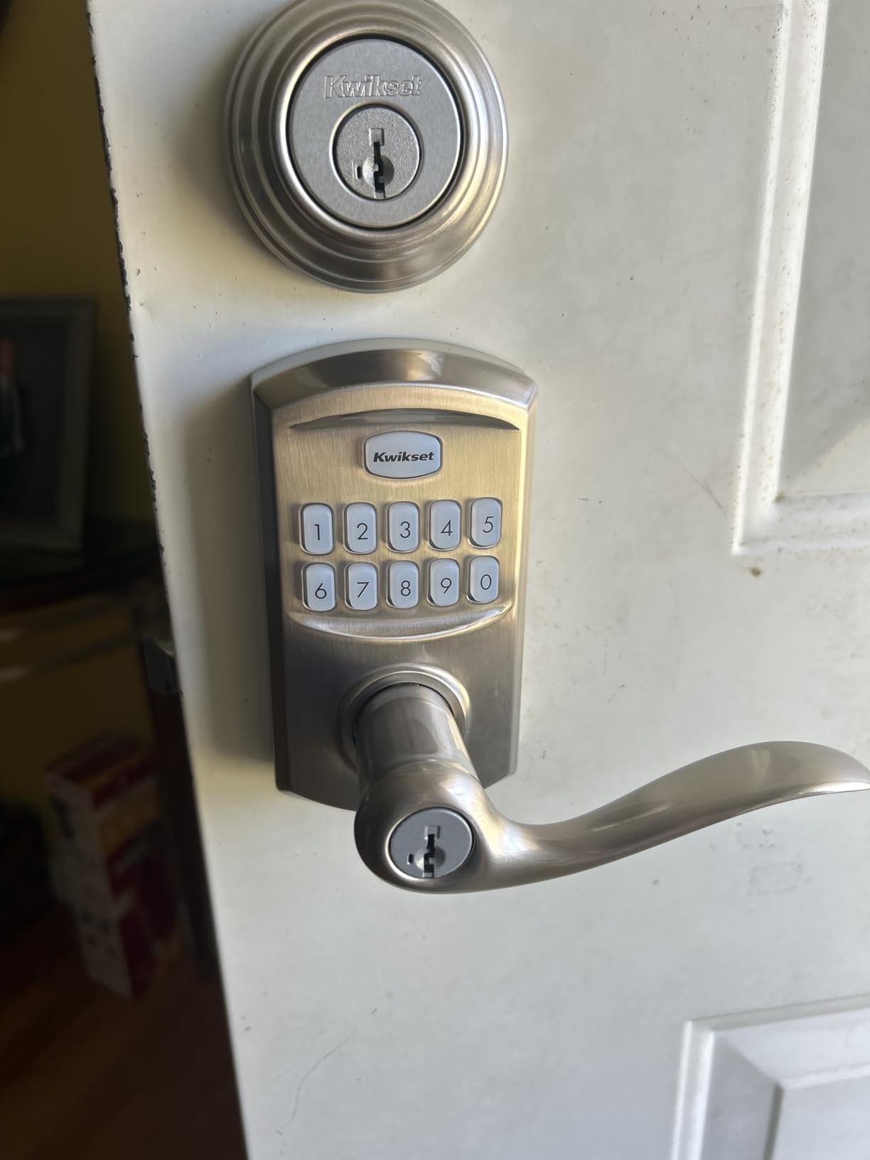 Kwikset 917TNL-15S Smartcode Keypad Electronic with Tustin Lever SmartKey with 6AL Latch and RCS Strike Satin Nickel Finish customer photo 2