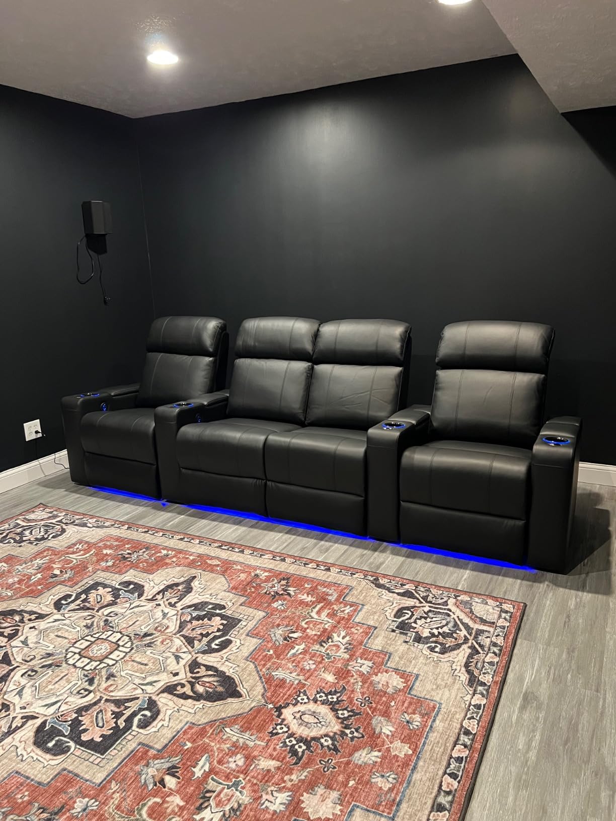 Valencia Piacenza 2025 Power Headrest Home Theater Seat - Premium Italian Leather Recliner with Cooling Gel Memory Foam, Motorized Headrest, USB Charging & LED Lights (Row of 3) customer photo 1