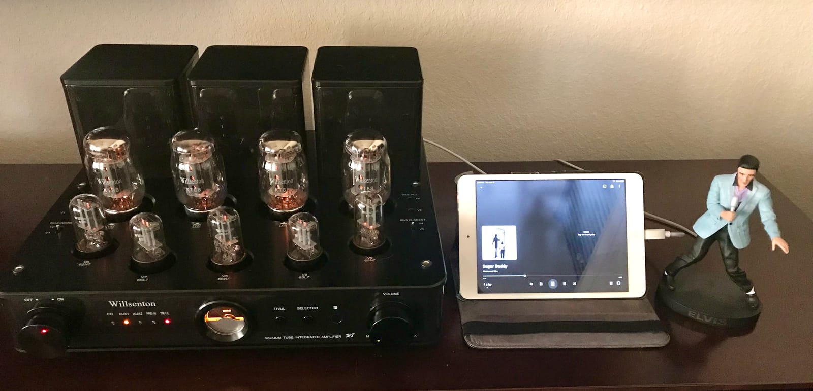 R8 KT88 x4 Tube Amplifier Hi-Fi Integrated Vacuum Tube Amp with Headphone Output KT88, EL34 Replaceable (Silver) customer photo 2
