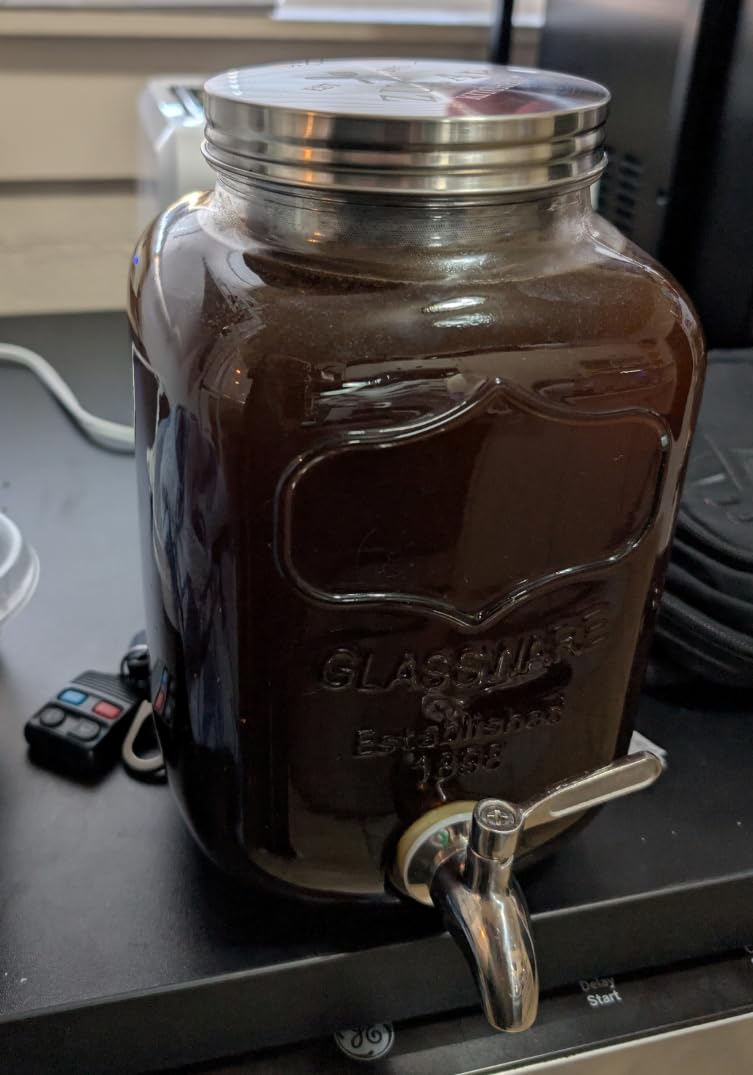 Zulay 1 Gallon/128oz Cold Brew Coffee Maker - Thick Glass Pitcher with Stainless Steel Filter, Lid & Spout - Large Mason Jar Container Dispenser - Iced Coffee & Sun Tea Brewer for Fridge - Silver customer photo 2
