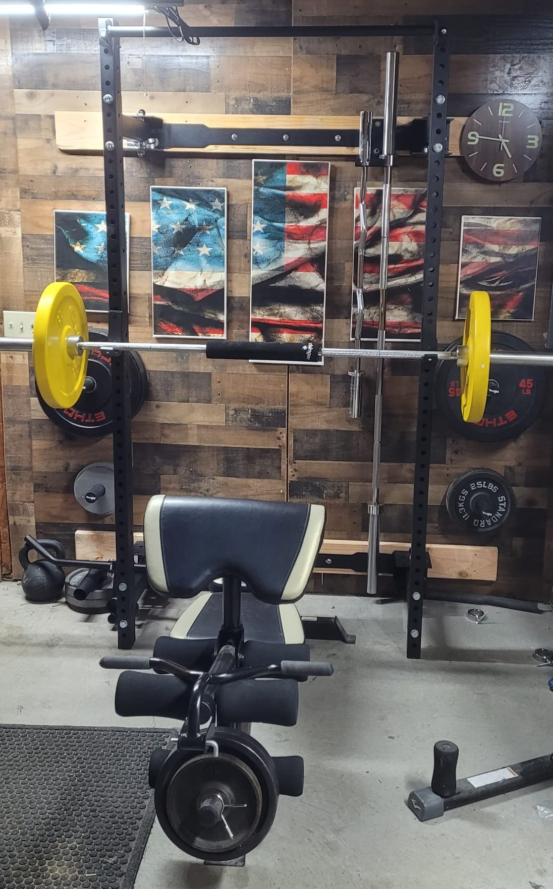 PRx Performance Wall Mounted Folding Power Squat Rack - Heavy Duty Adjustable Pull Up Bar, Space Saving Home Gym Equipment with Durable J-Cups, Ideal for Weight Lifting and Strength Training - Black customer photo 2