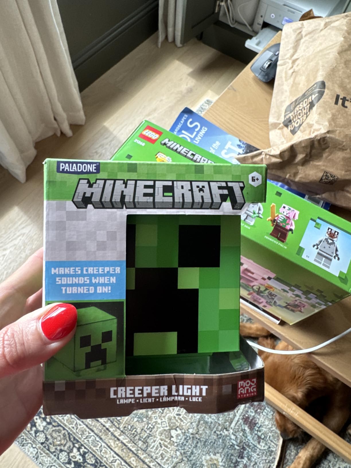 Paladone Minecraft Creeper Desk Light with Official Creeper Sounds, Handheld Night Light for Kids Room or Gamer Decor - Licensed Minecraft Gifts customer photo 2