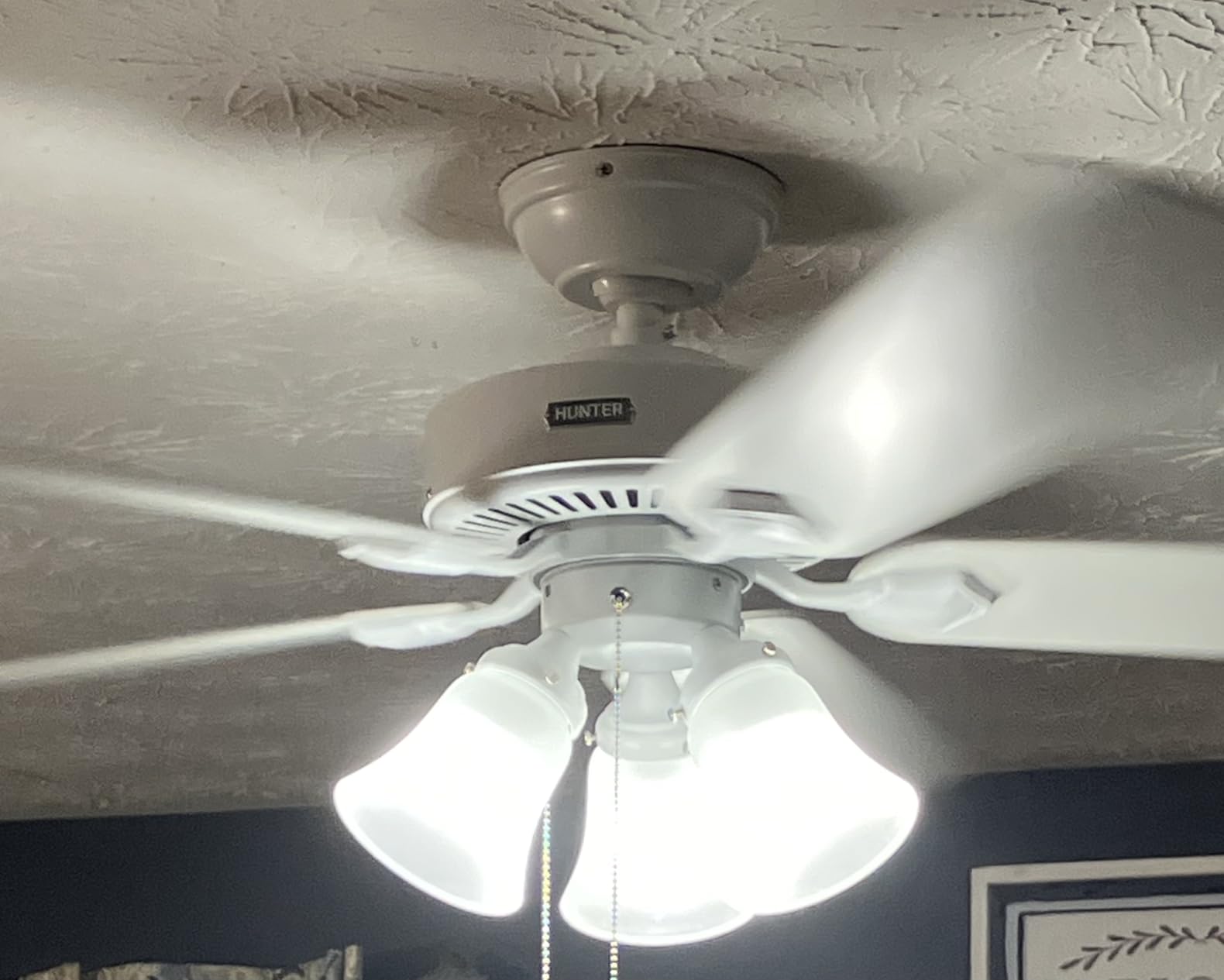 Hunter Swanson, Indoor, Ceiling Fan, with LED Lights, 44 inch, Fresh White | Standard Mount, Pull Chain, 5 Blades, For Bedroom, Living Room, Kitchen, 50885 customer photo 2