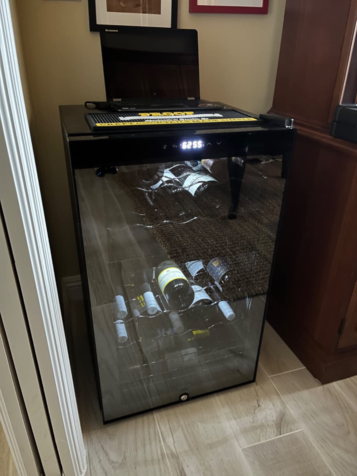 Ivation 33 Bottle Dual Zone Wine Cooler Refrigerator w/Lock | Large Freestanding Wine Cellar For Red, White, Champagne & Sparkling Wine | 41f-64f Digital Temperature Control Fridge Glass Door Black customer photo 2