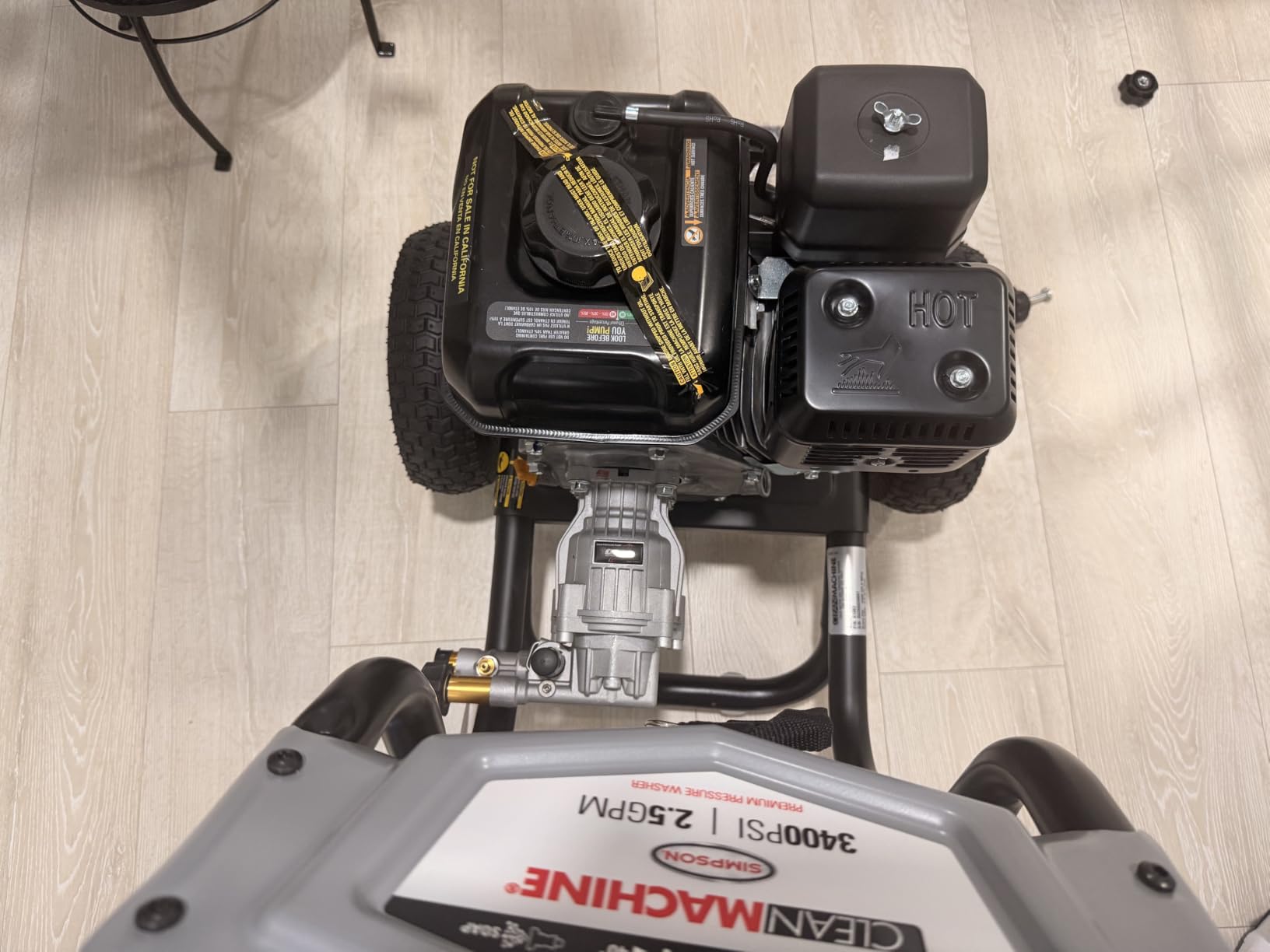 Simpson Clean Machine 3400 PSI Gas Pressure Washer, 2.5 GPM, CRX engine, AAA Axial Cam Pump, 25' Hose, 5 Nozzles, Low-profile Frame, 49-State Compliant (CM61083) customer photo 1