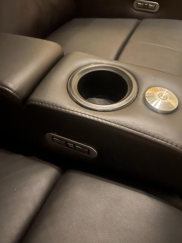 Valencia Verona Power Headrest Home Theater Seating - Top Grain Nappa Leather 9000 - Power Adjustable Headrest, USB-C Fast Charging, LED Cup Holders (Row of 4 Loveseat Center) customer photo 1