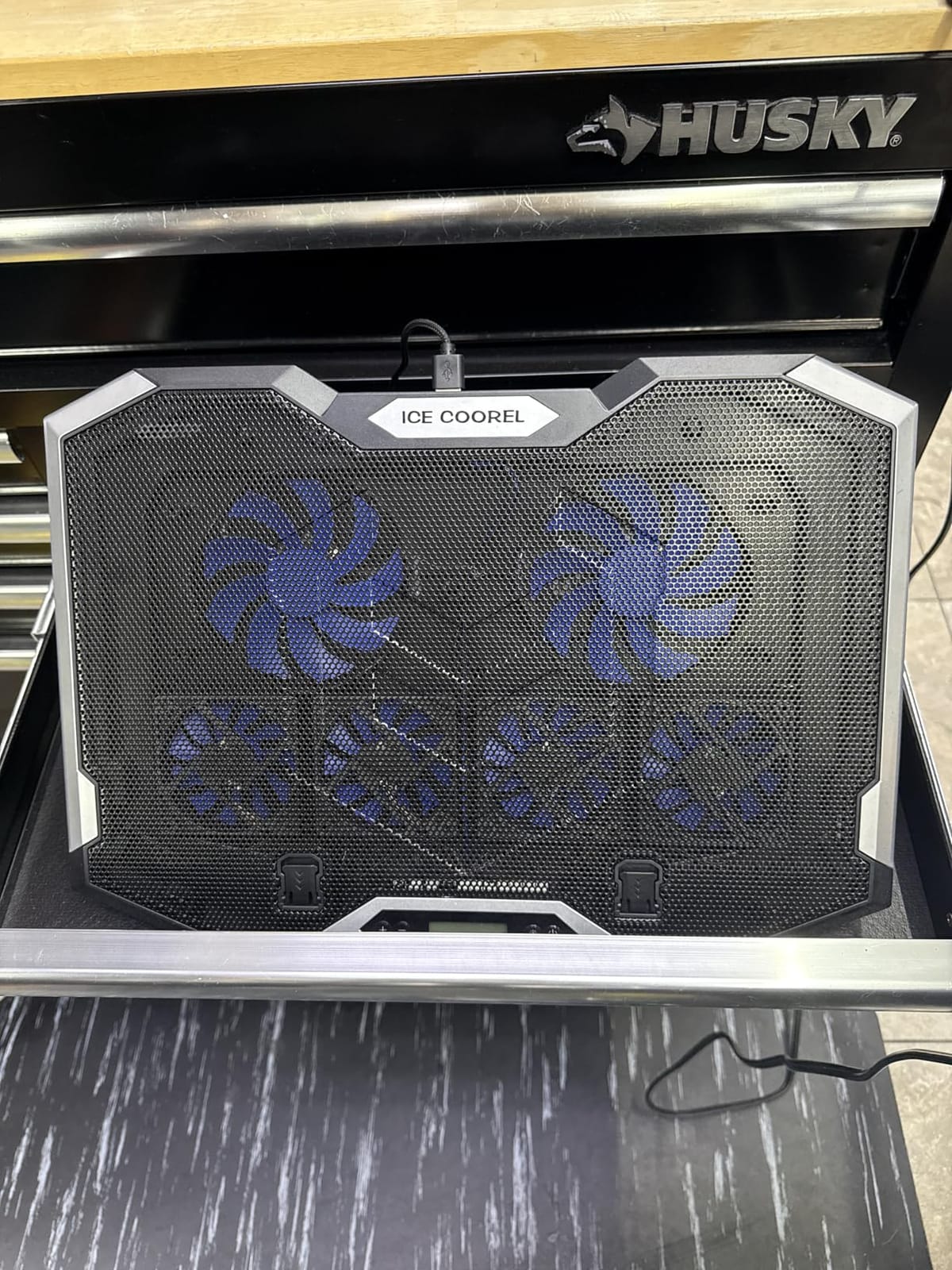 ICE COOREL Gaming Laptop Cooling Pad 15-17.3 Inch, Laptop Fan with 6 RGB Cooling Fans, Laptop Cooling Stand with 6 Height Adjustable, Laptop Cooler with LCD Screen, 2 USB Ports, Phone Stand customer photo 1