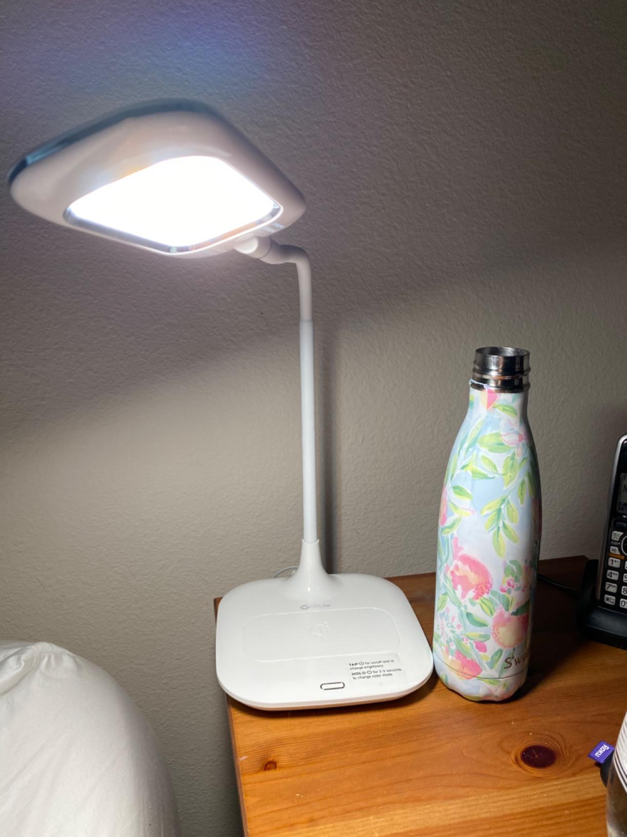OttLite Prevention LED Desk Lamp with USB and Wireless Charging, White | ClearSun LEDs Reduce Eyestrain | 3 Color Temperature Modes | 2.1A USB Port | Good Housekeeping Seal customer photo 2