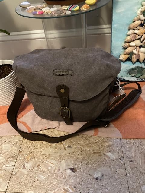 BAGSMART Canvas Crossbody Camera Bag with Rain Cover for Women Men, Khaki | SLR DSLR Camera Case, Compact Camera Shoulder Bag customer photo 1